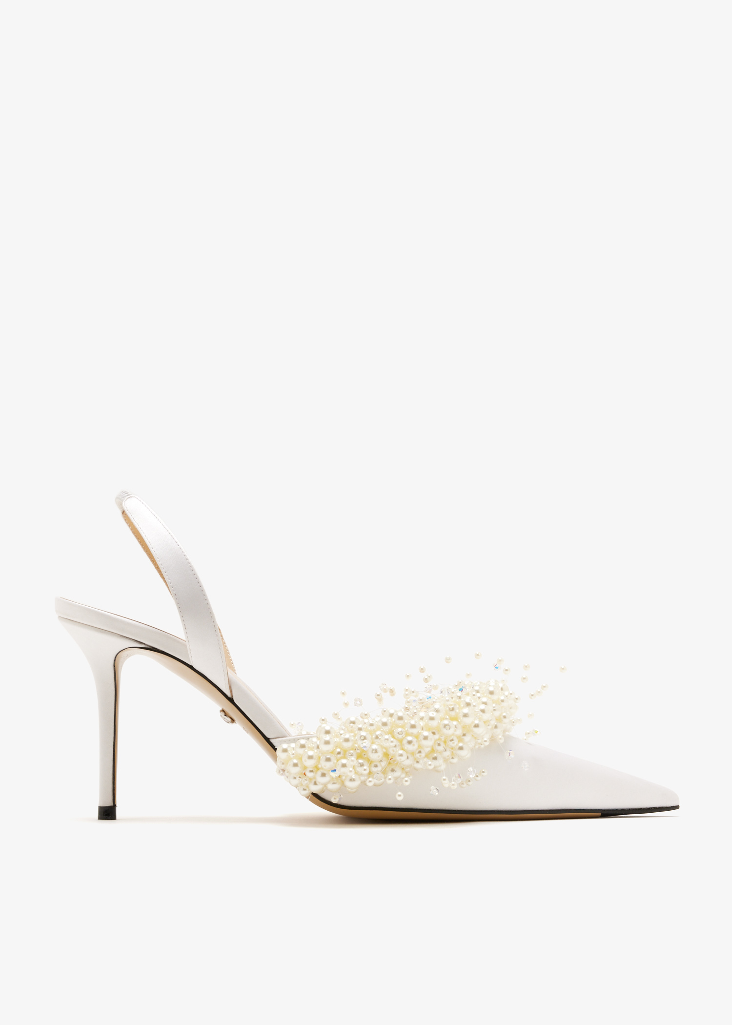 

Pearl slingback pumps, White