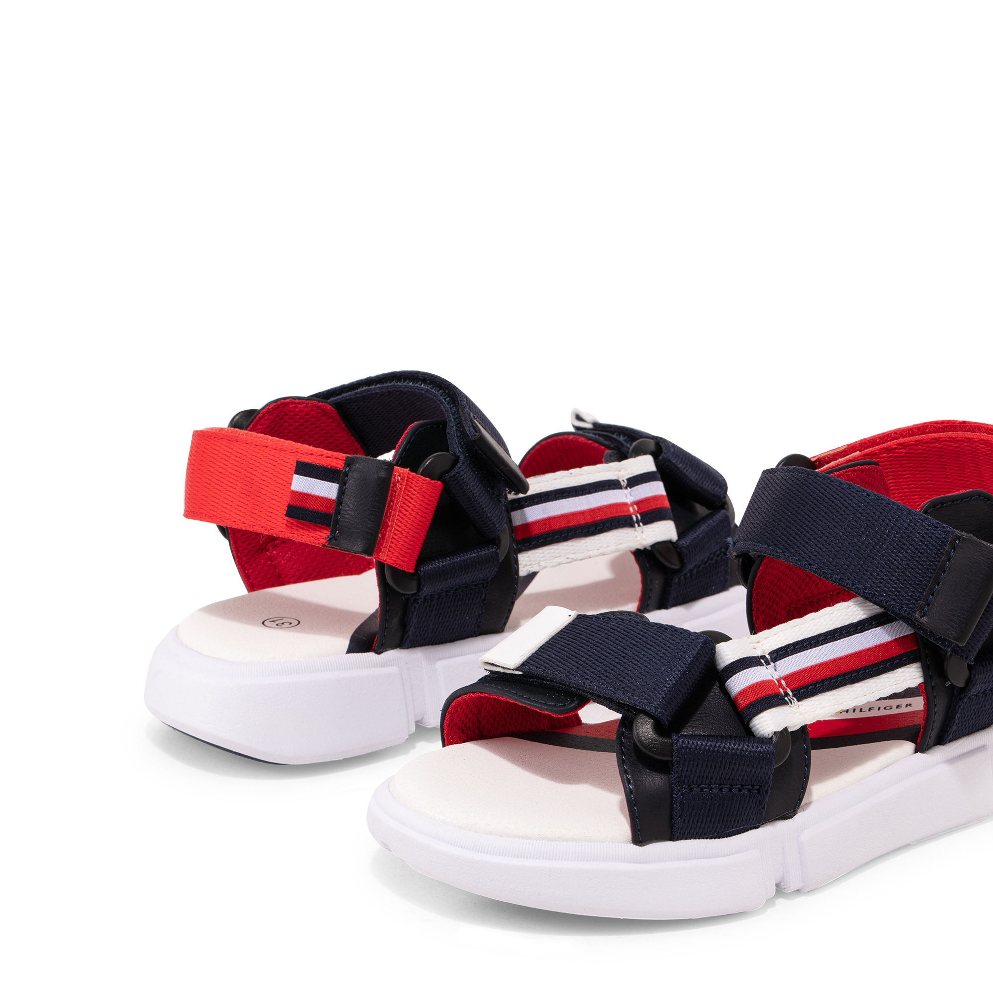 

Stripe sandals, Red