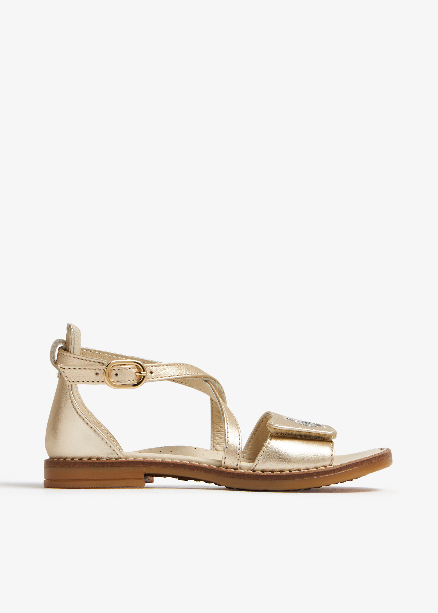 

Velcro leather sandals, Gold