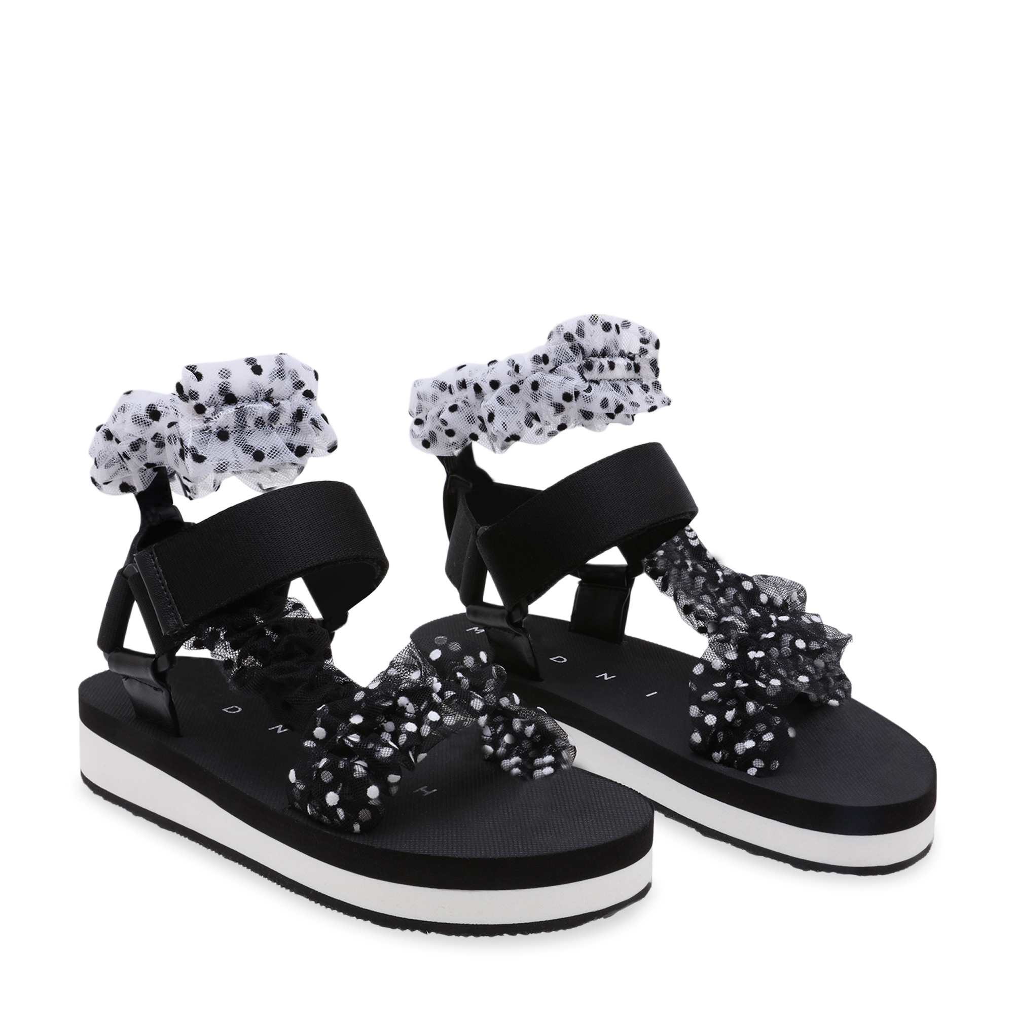 

Tulle-strap sandals, Black