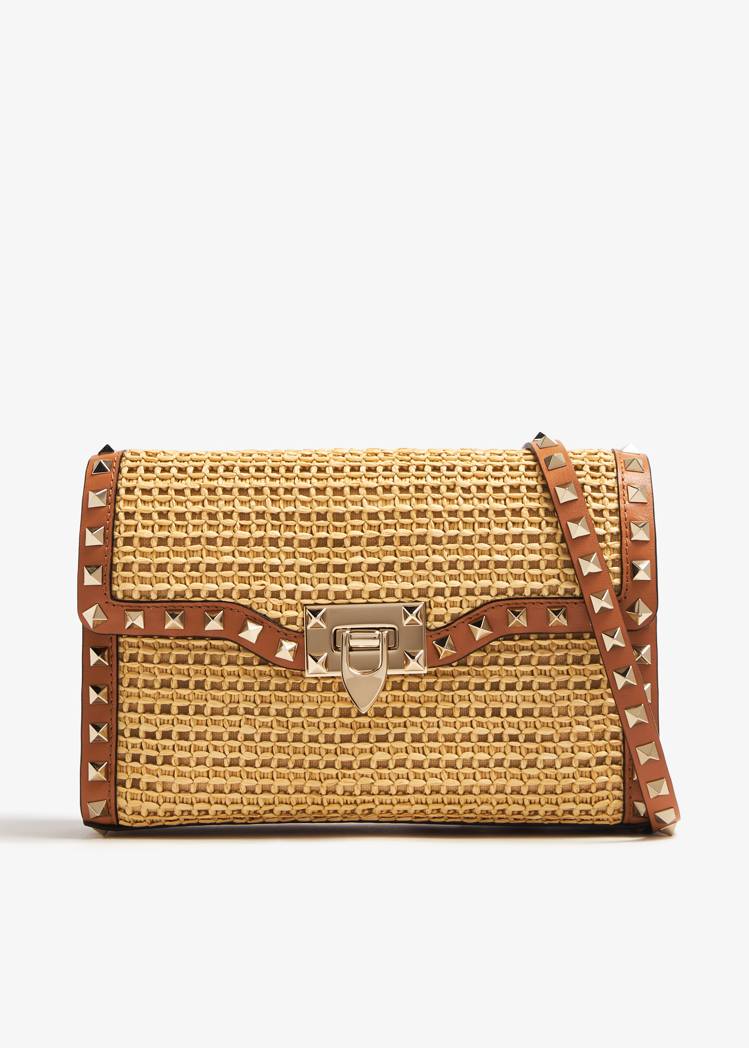 

Rockstud small crossbody bag, Beige