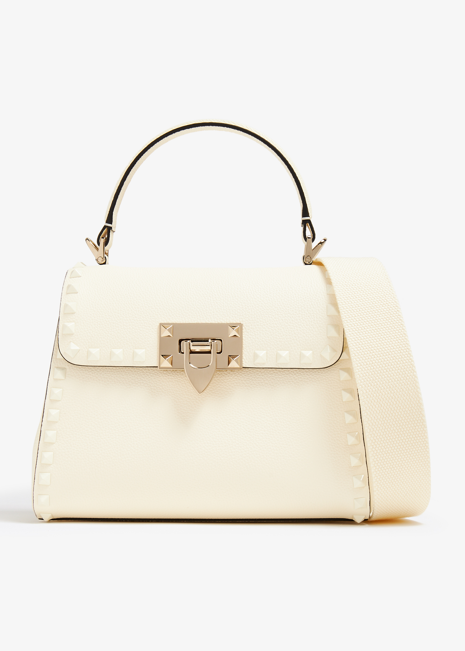 

Rockstud small top handle bag, White