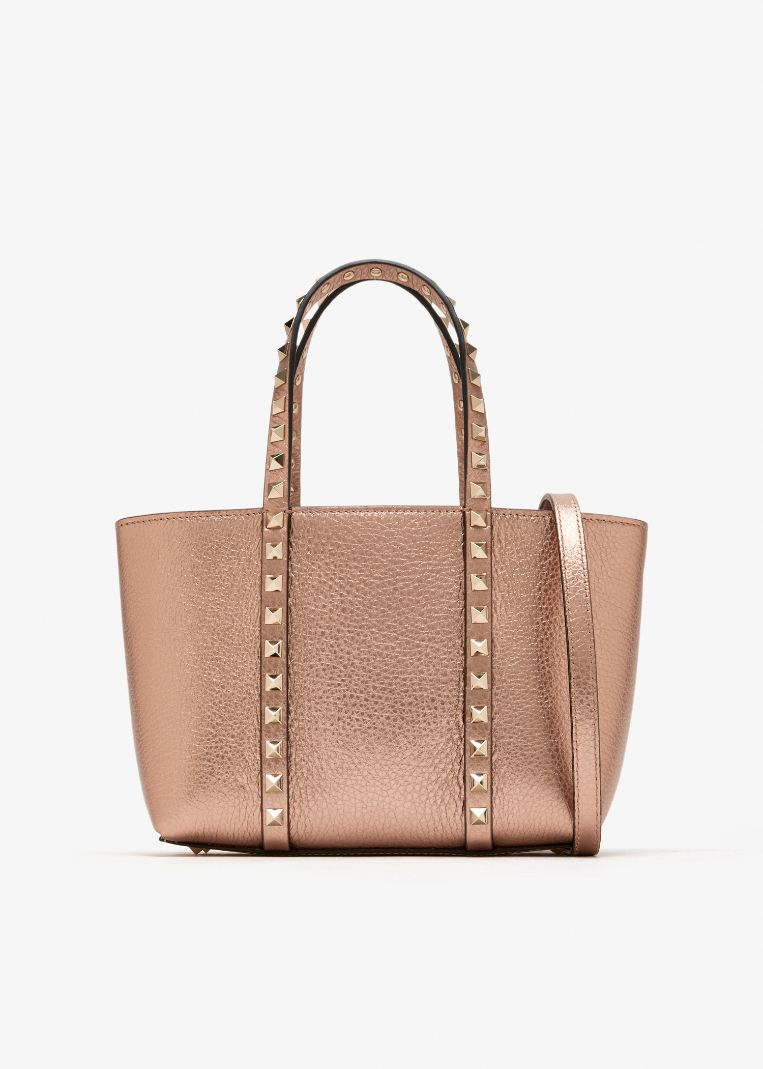 

Rockstud mini tote bag, Rose gold