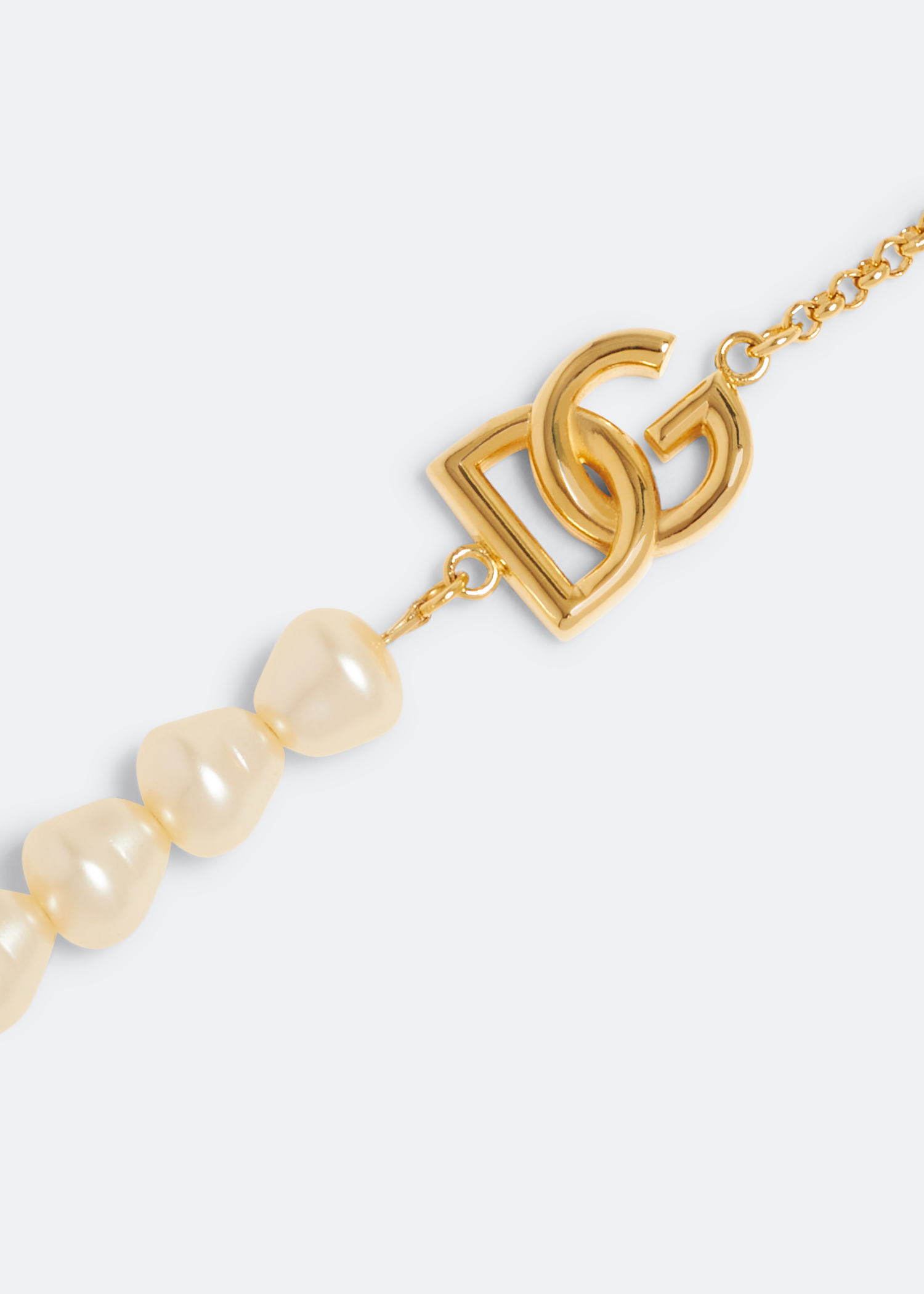 

DG logo pearls link bracelet, Gold