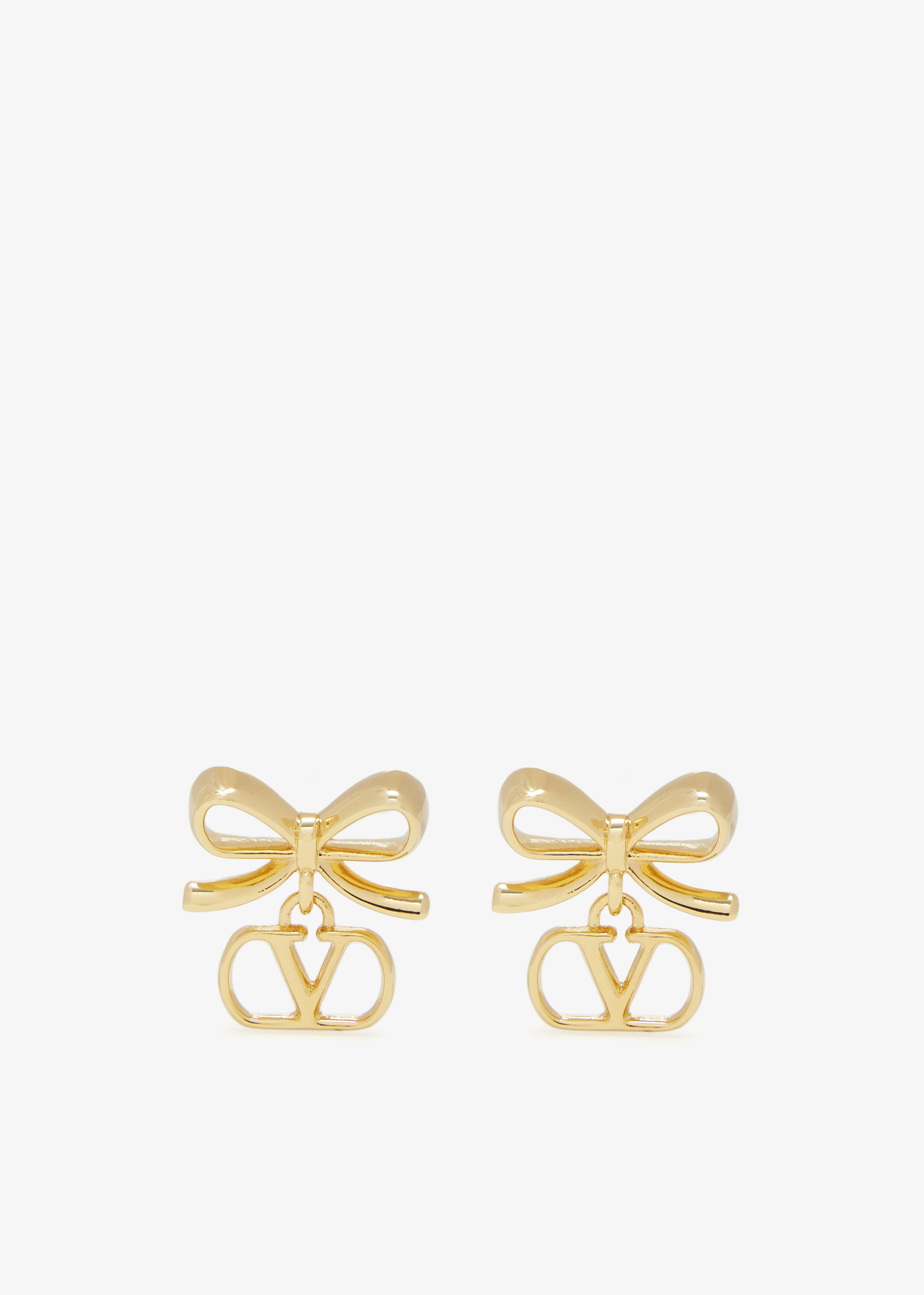 

VLogo Signature bow earrings, Gold