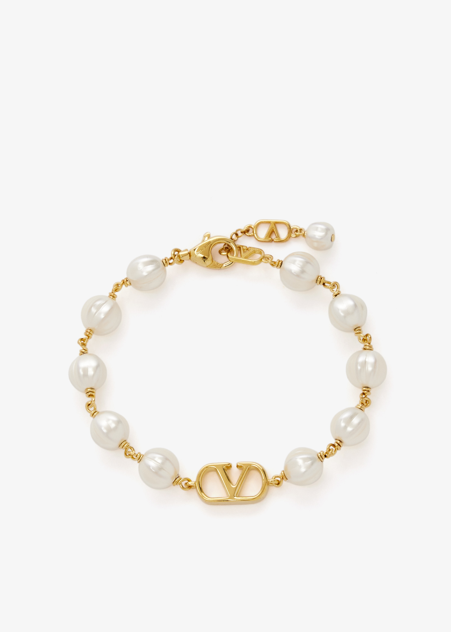 

VLogo signature pearl bracelet, Gold