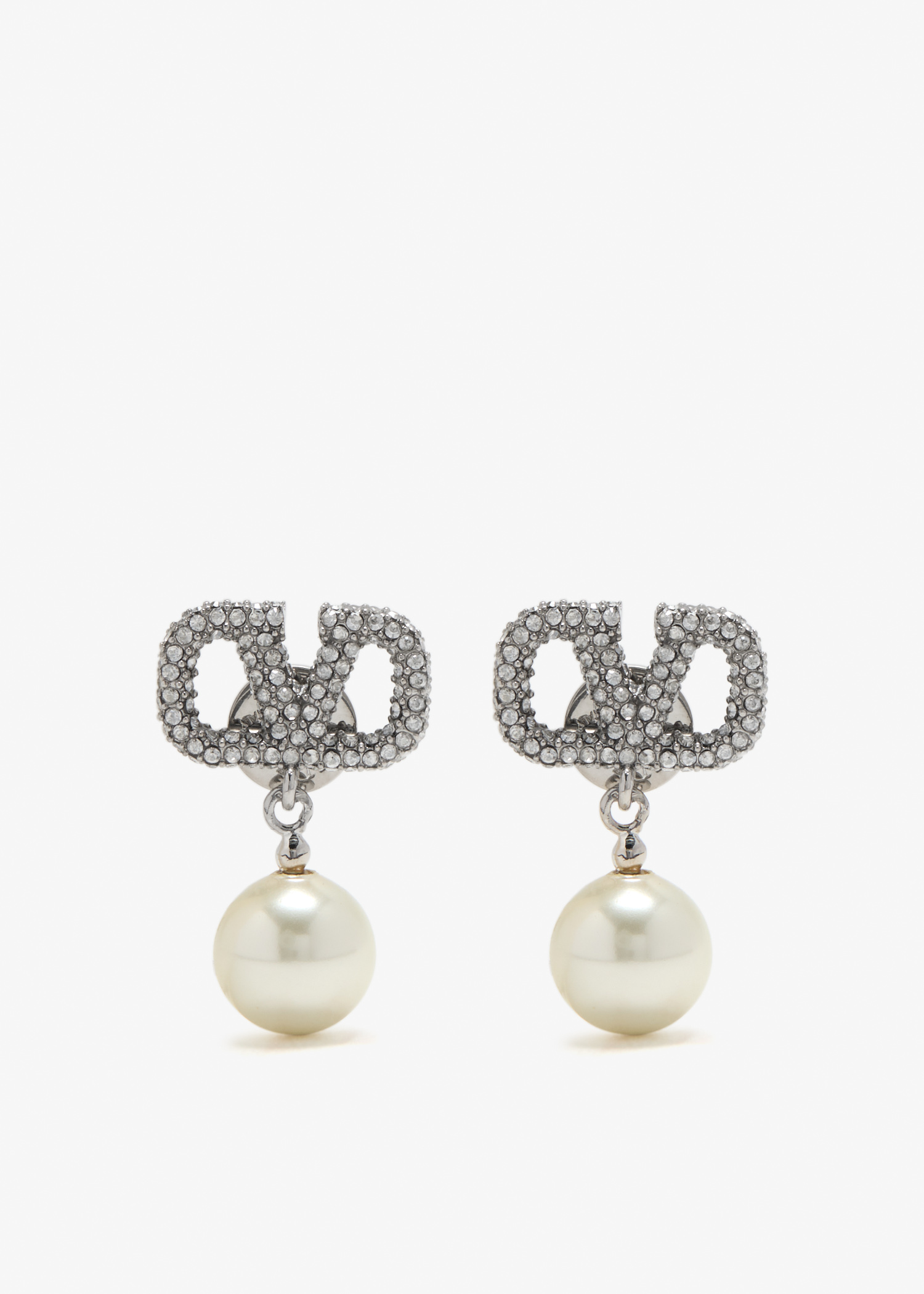 

VLogo Signature pearl earrings, Silver