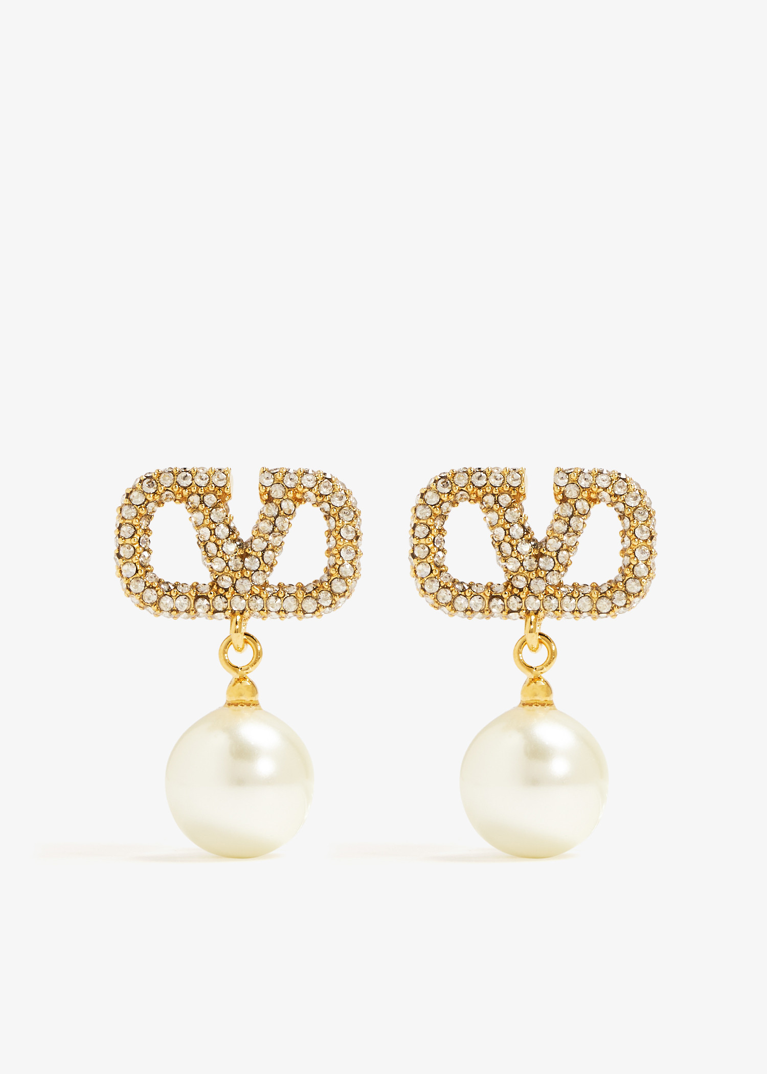 

VLogo Signature pearl earrings, Gold