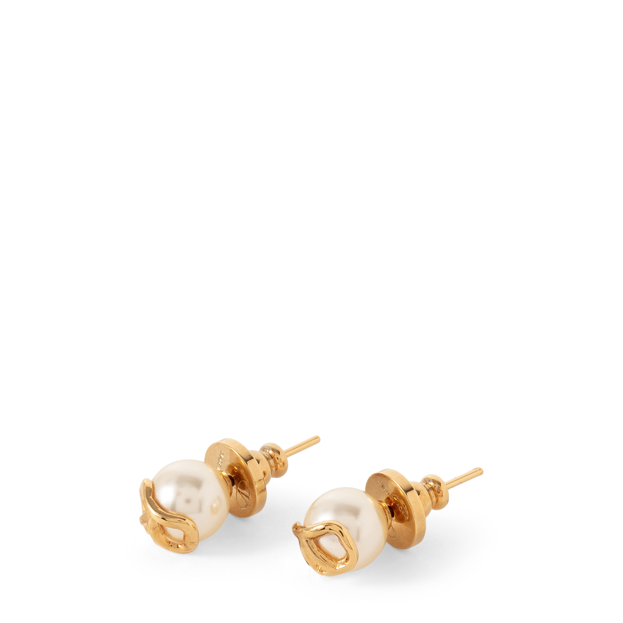 

VLogo Signature pearl stud earrings, Gold