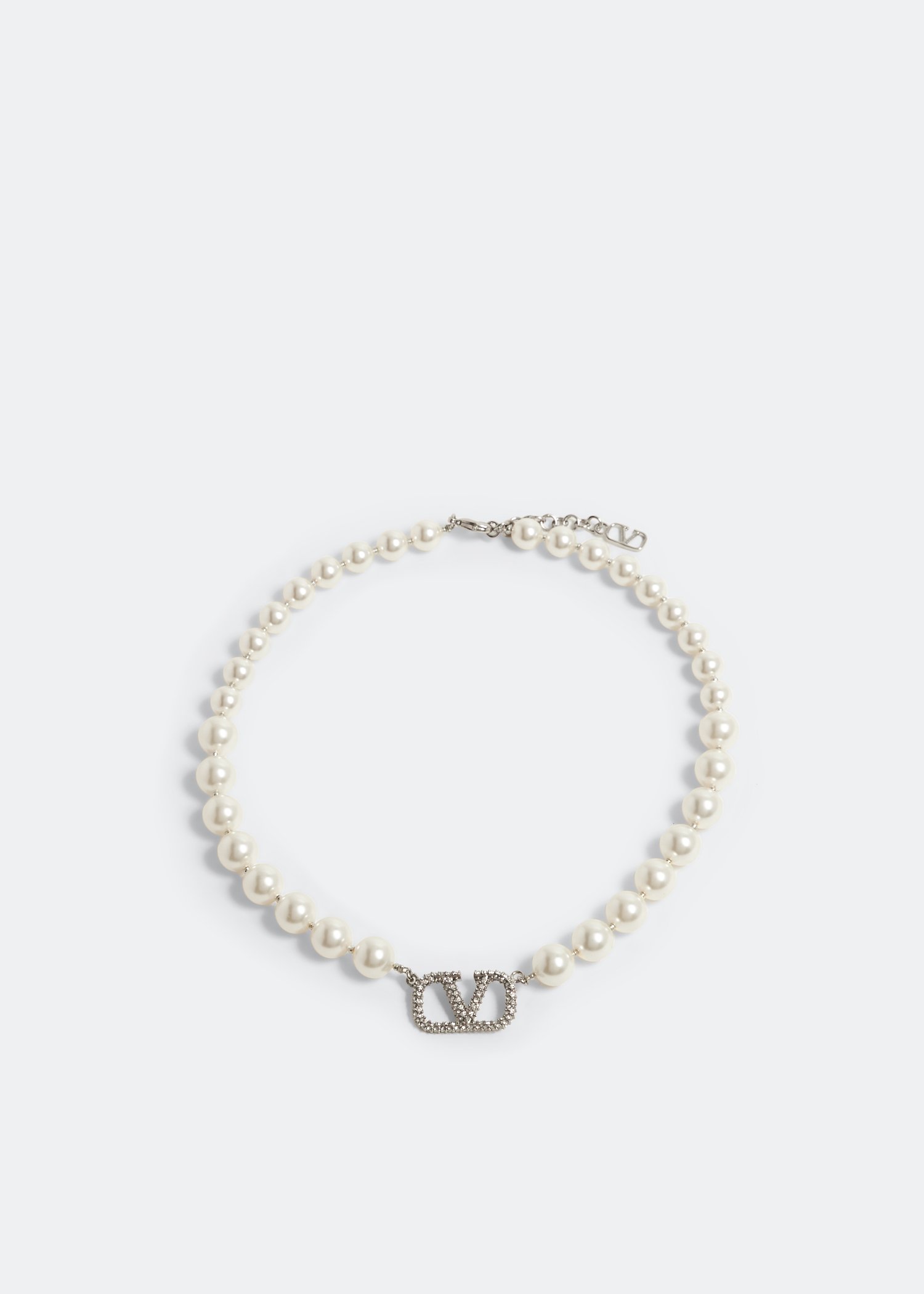 

VLogo Signature pearl necklace, White