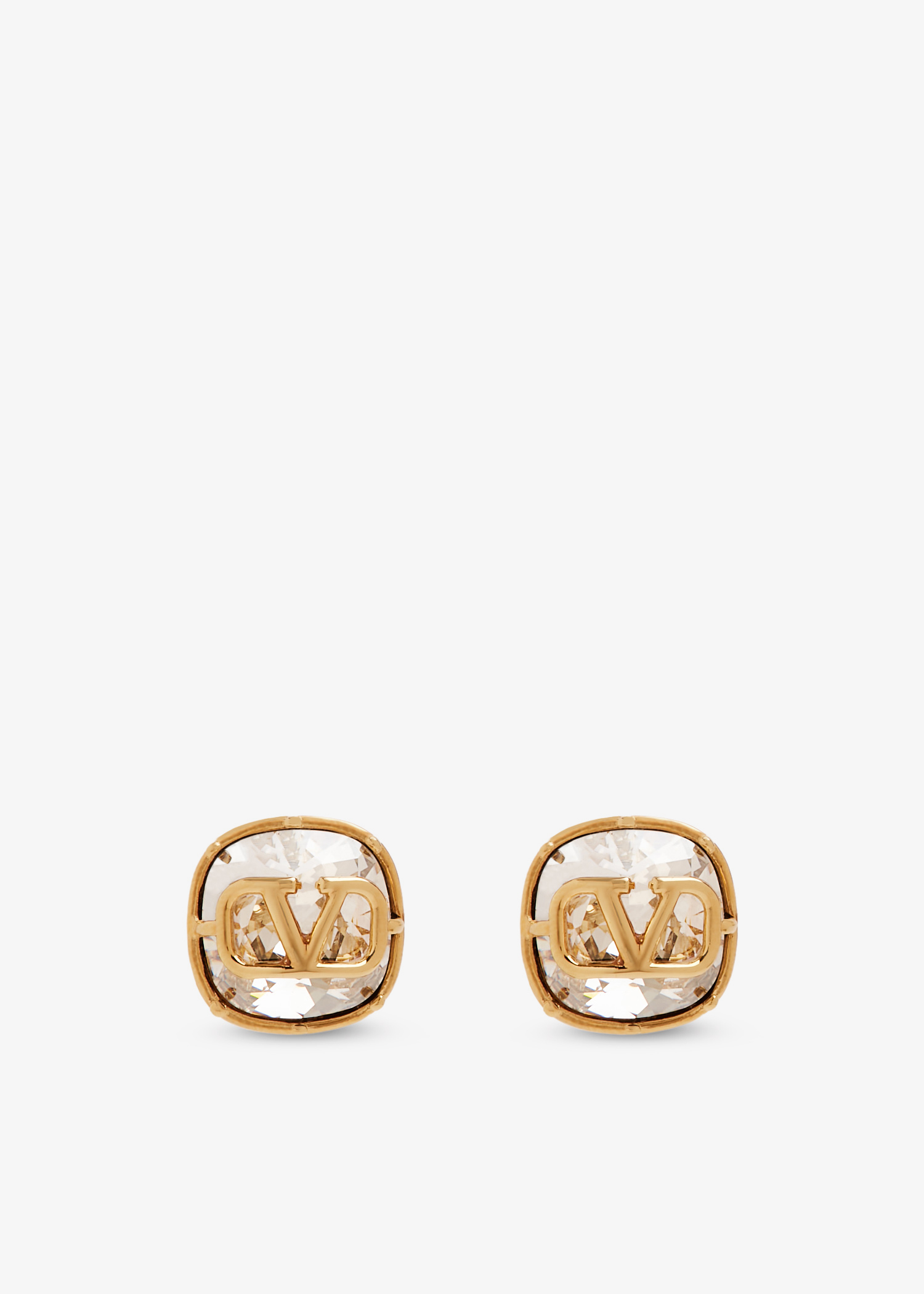 

VLogo Signature crystal earrings, Gold