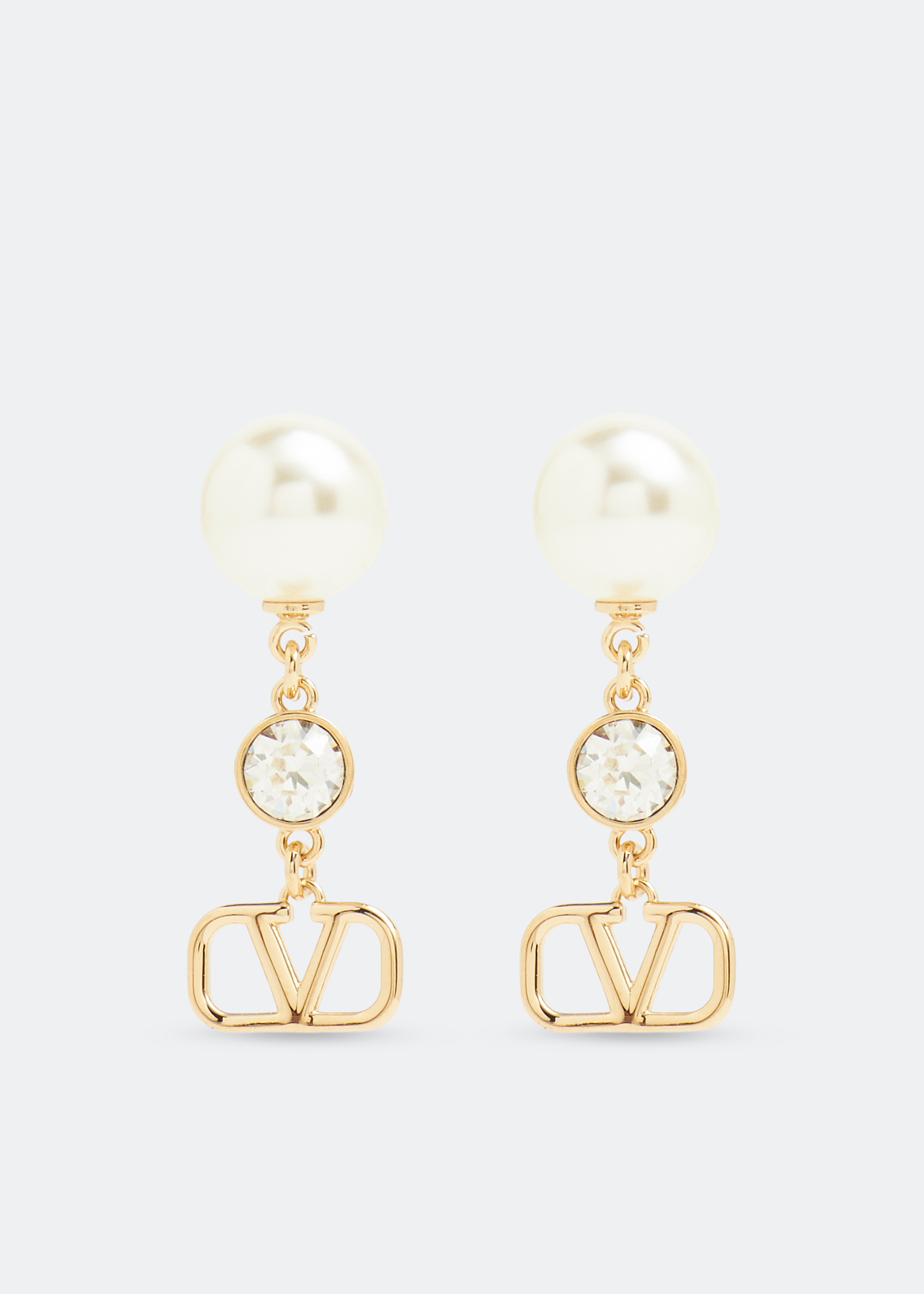 

VLogo Signature metal earrings, Gold