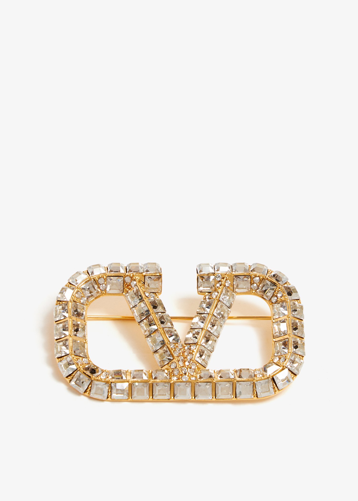 

VLogo Signature strass brooch, Gold