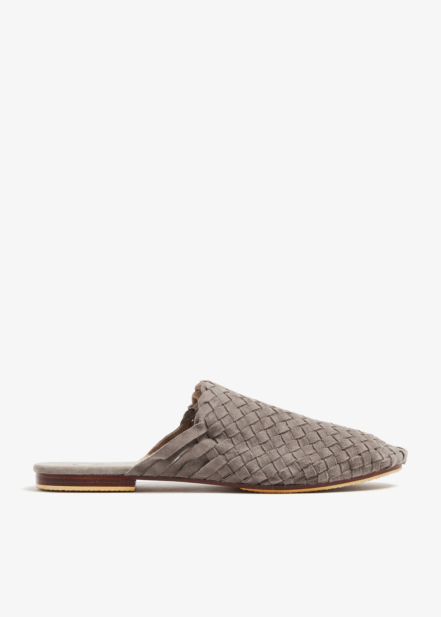 

Handwoven leather slippers, Grey