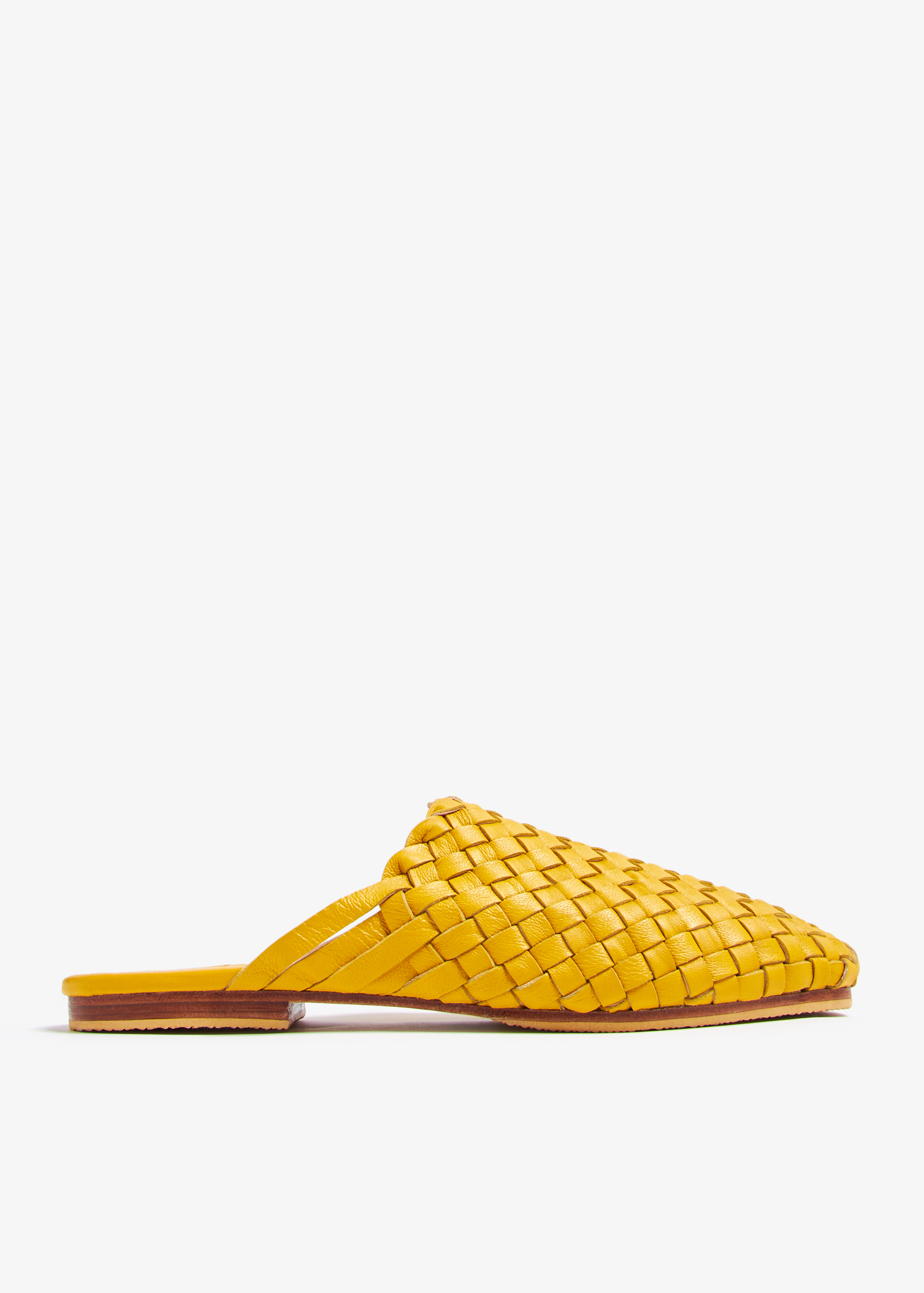 

Handwoven leather slippers, Yellow