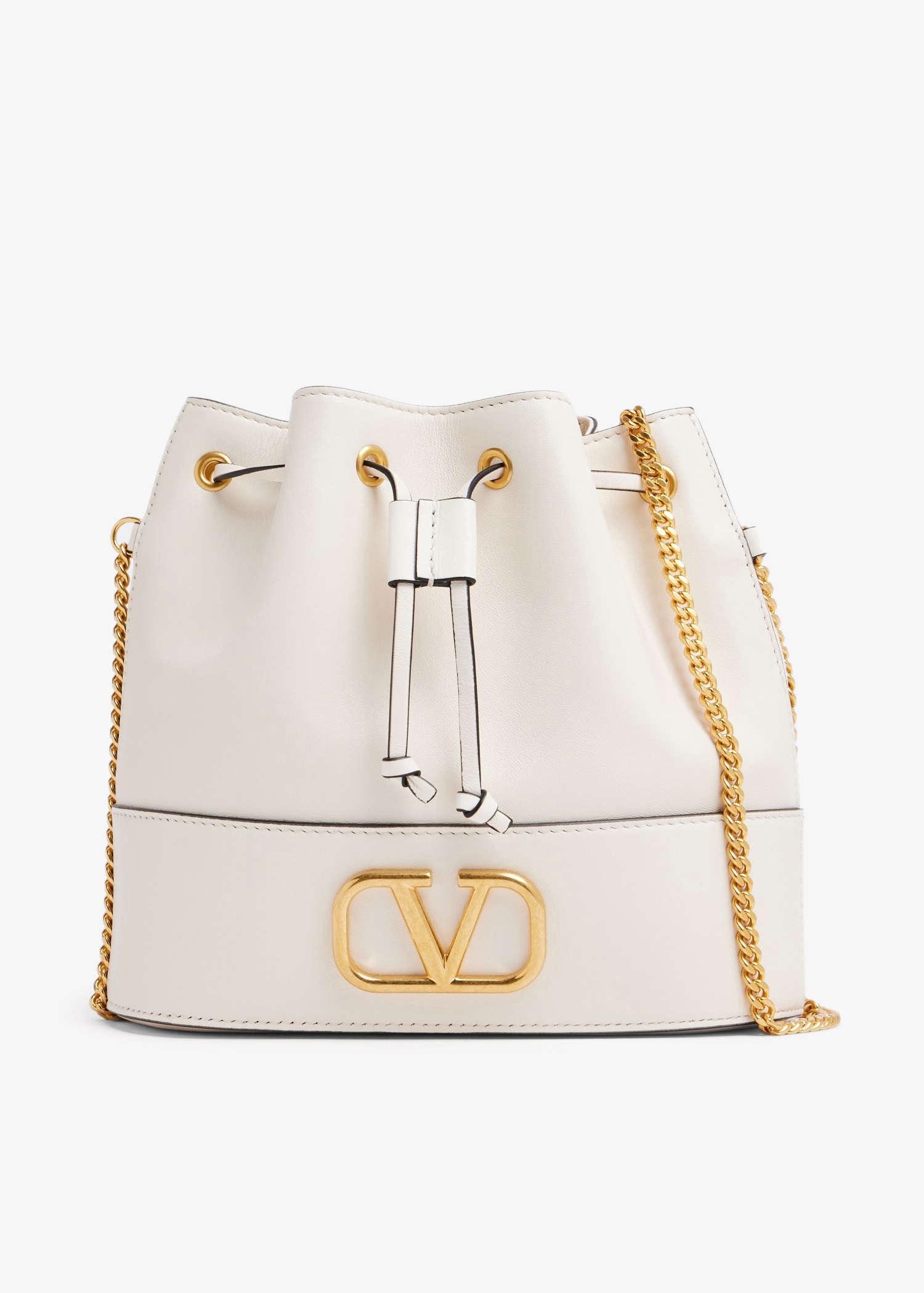 

VLogo Signature mini bucket bag, White