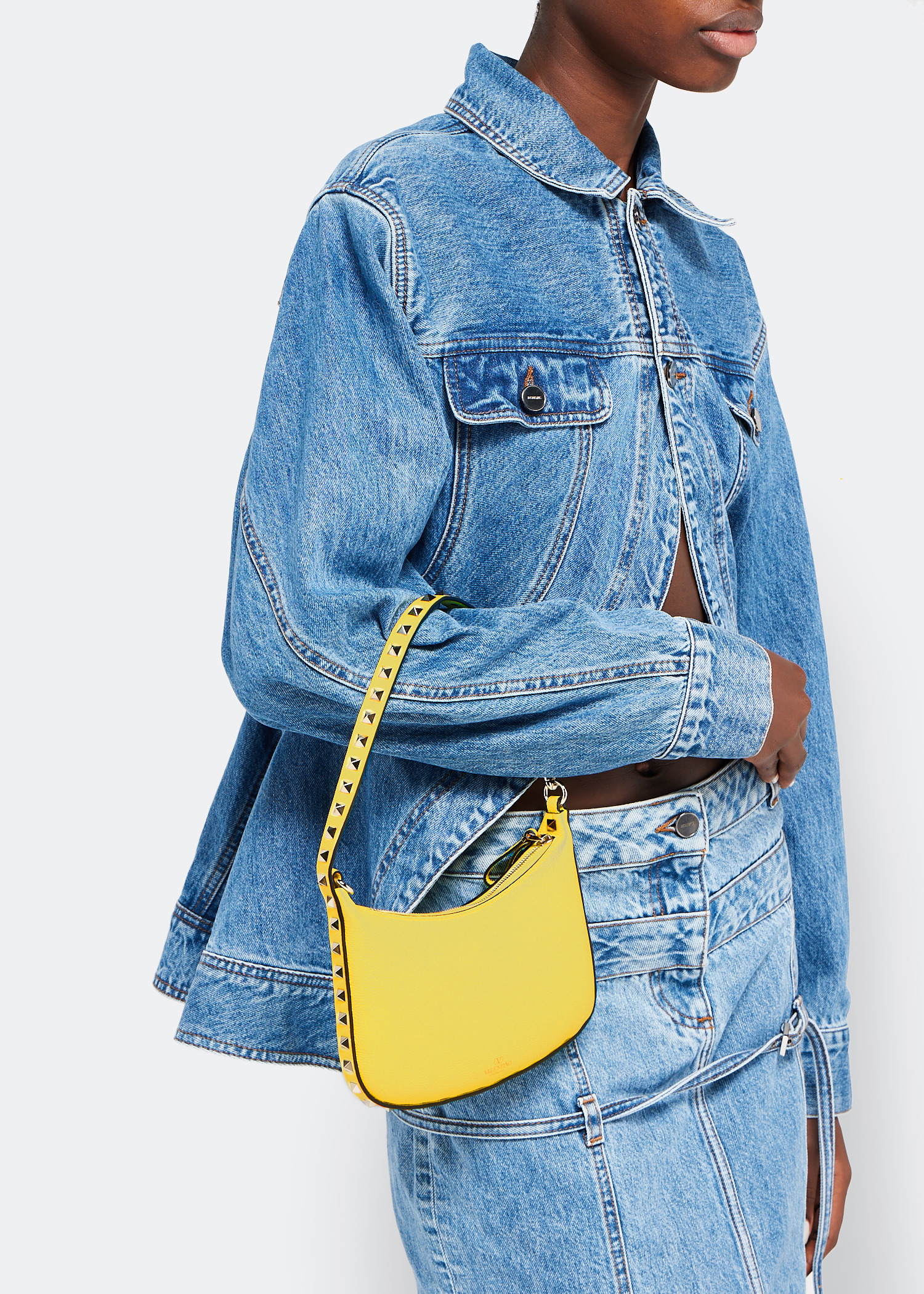 

Rockstud mini hobo bag, Yellow