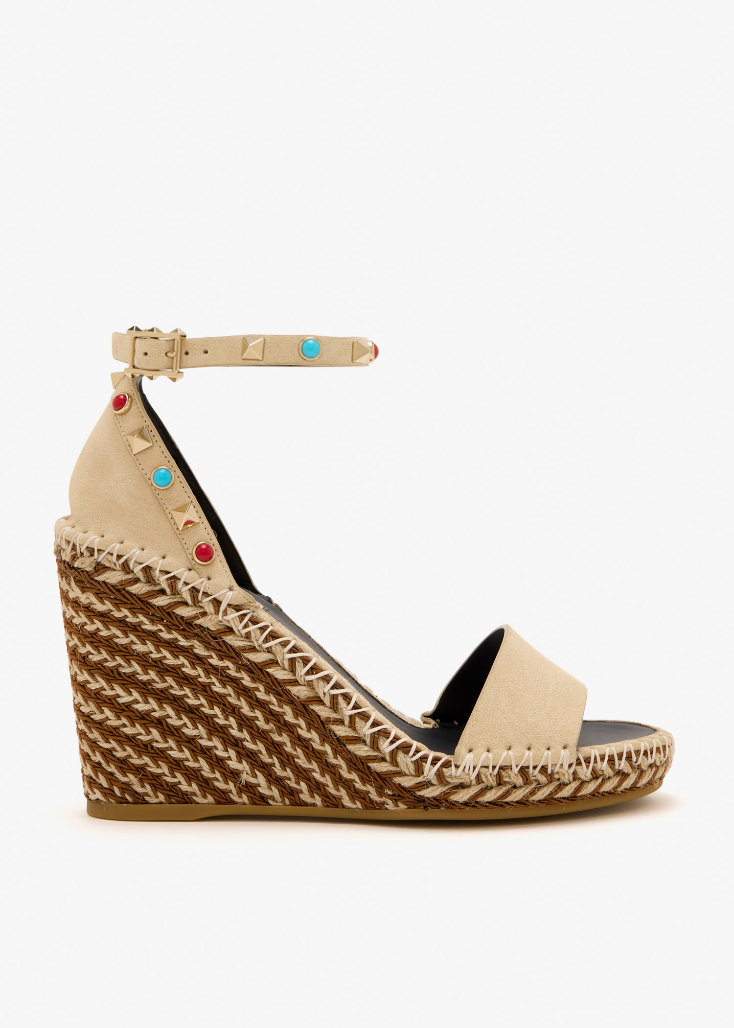 

Rockstud wedge sandals, Beige