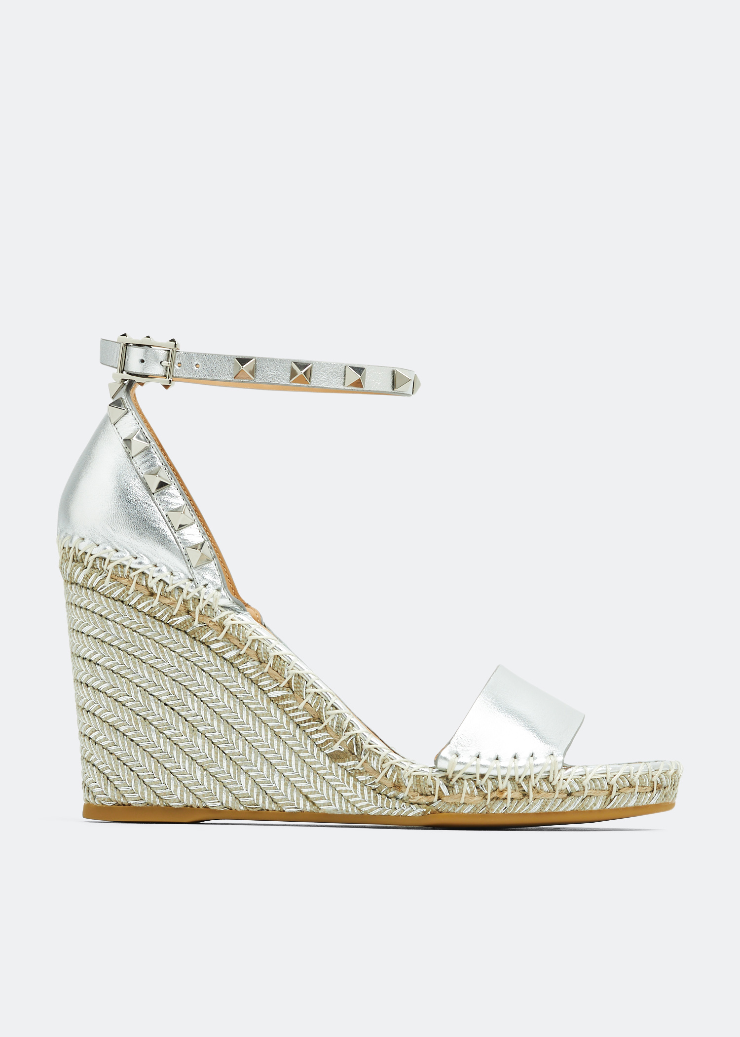 

Rockstud double wedge sandals, Silver