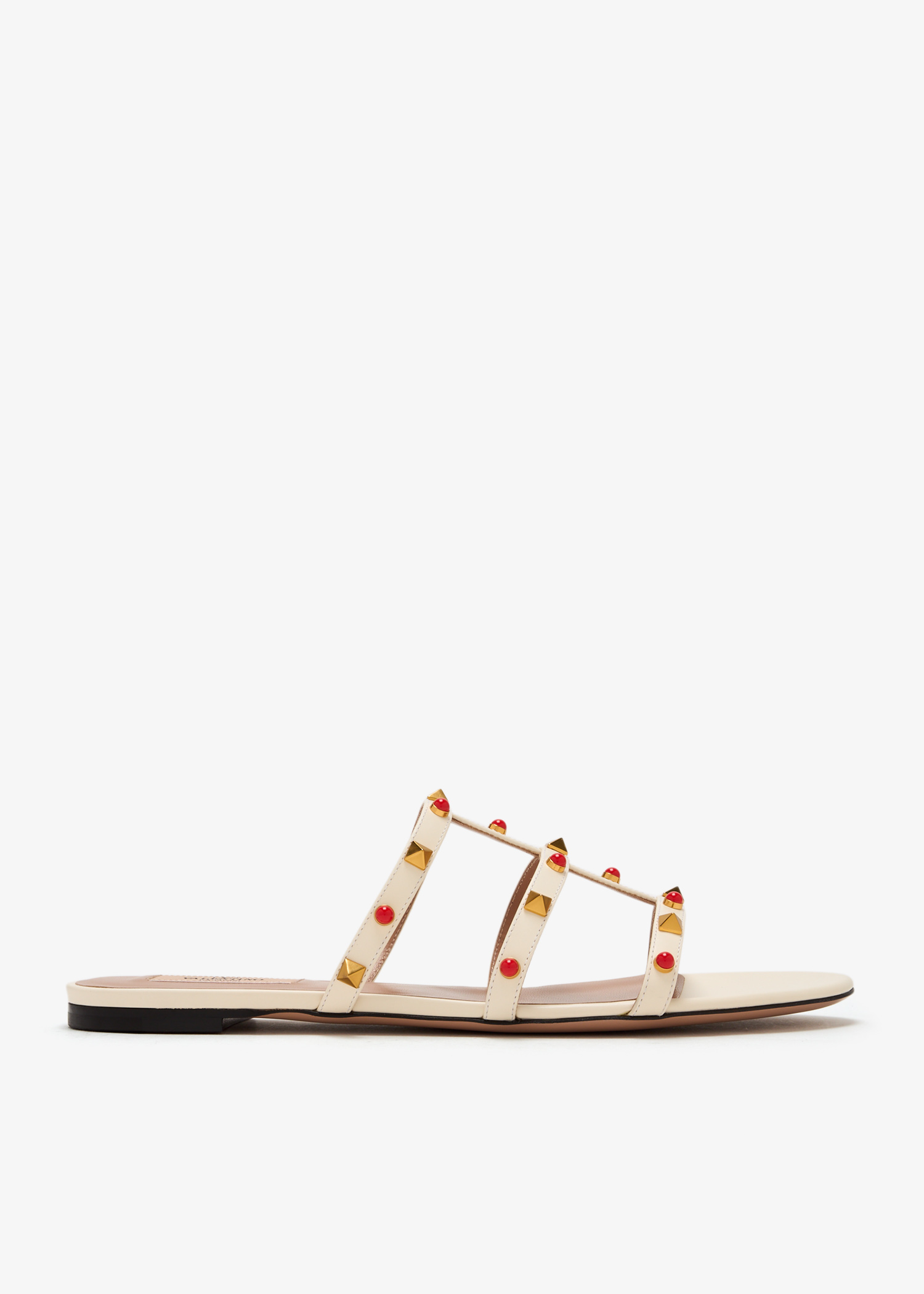 

Rockstud flat sandals, White