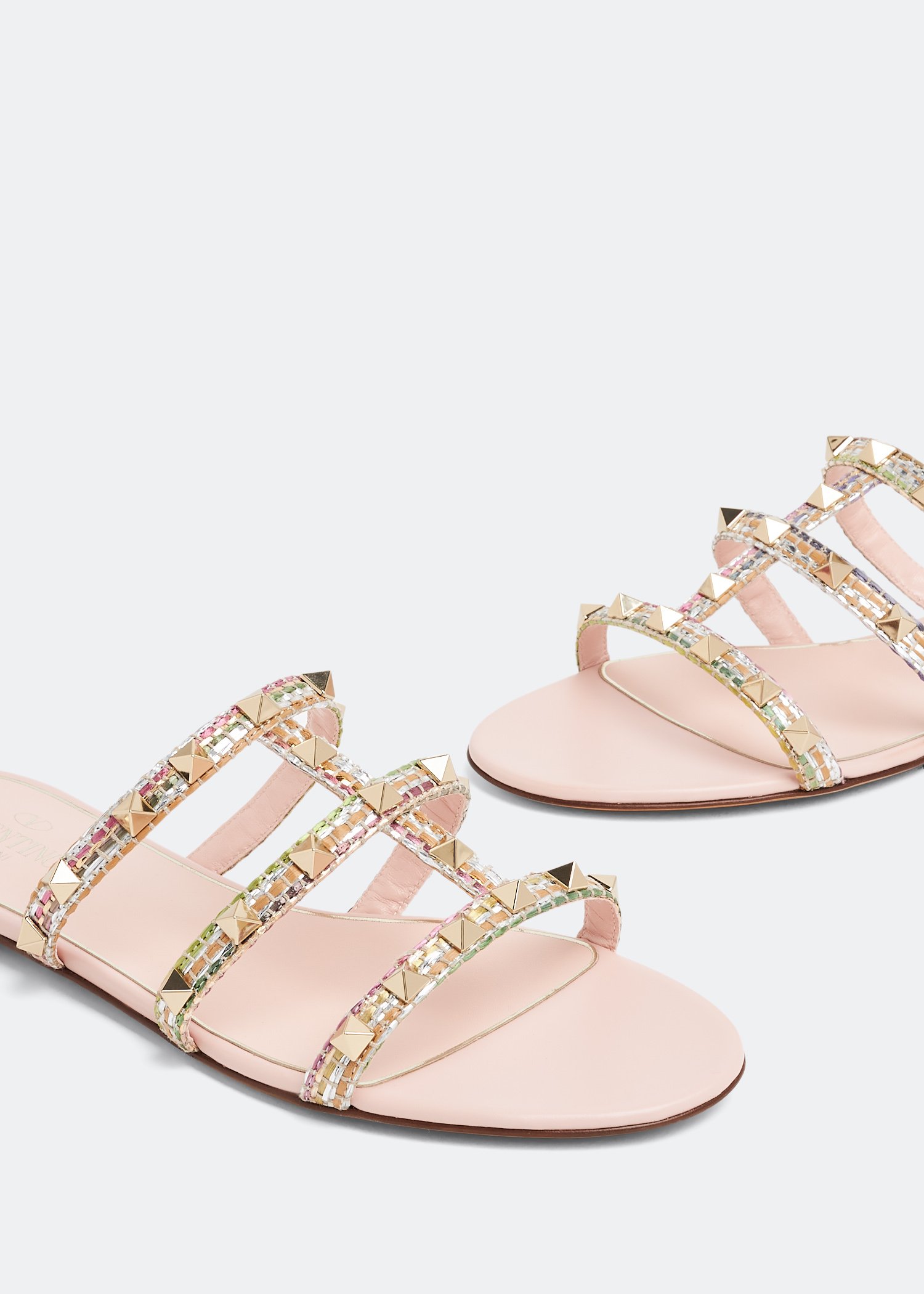 

Rockstud flat sandals, Gold