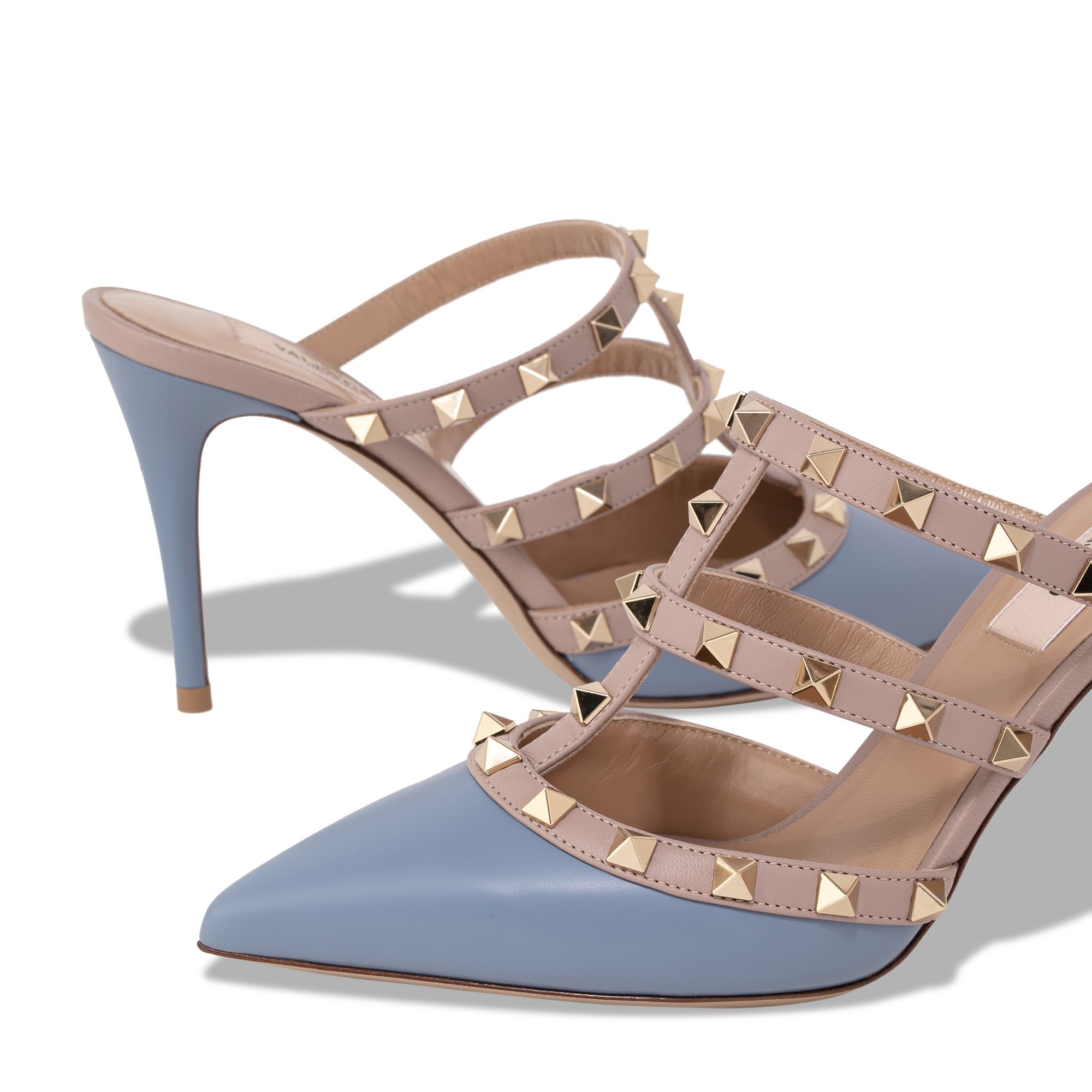 

Rockstud mules, Blue