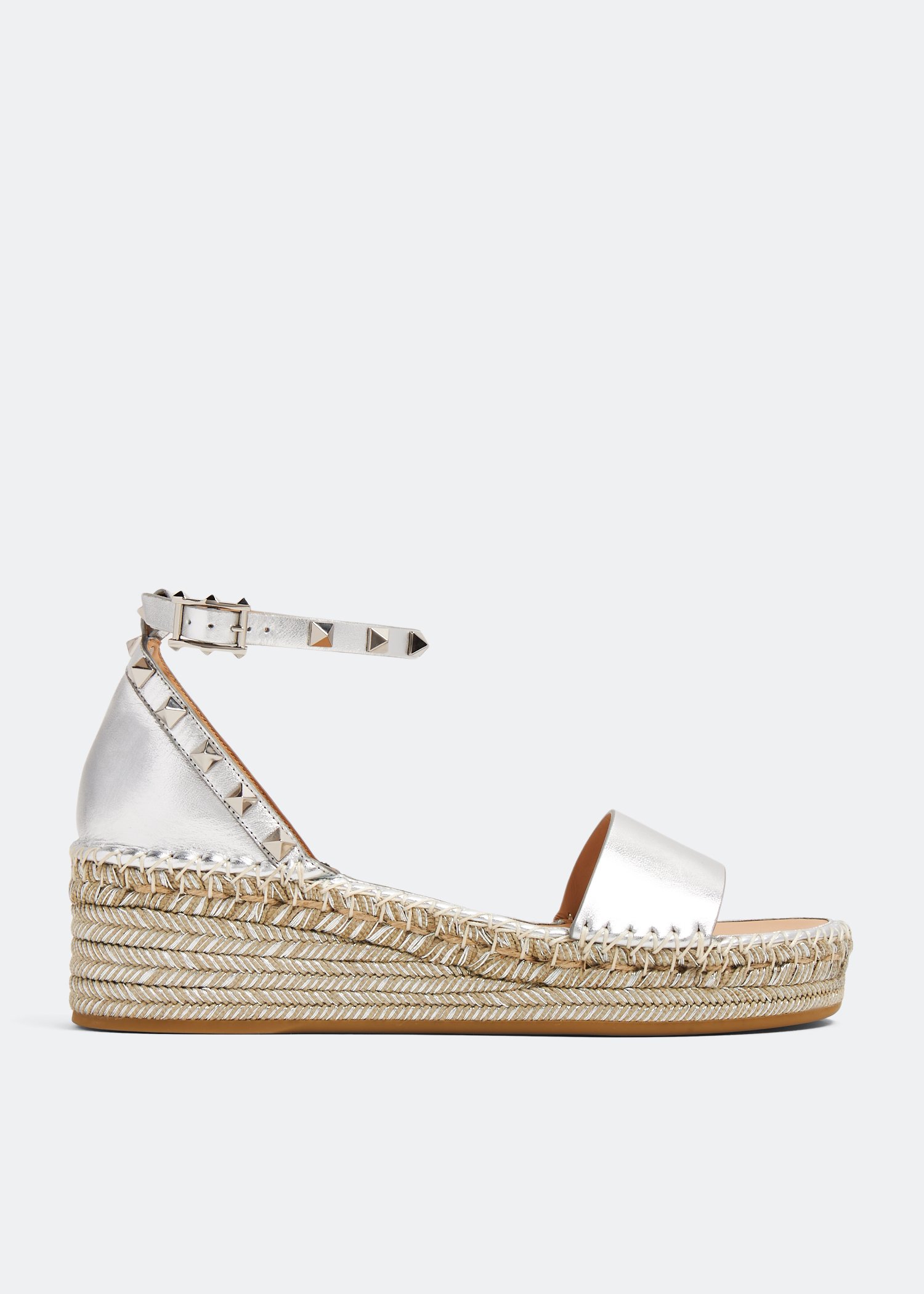 

Rockstud double flatform sandals, Silver