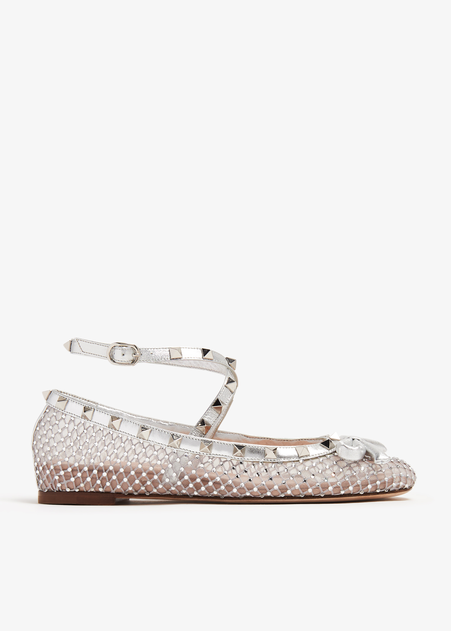 

Rockstud mesh ballerinas, Silver