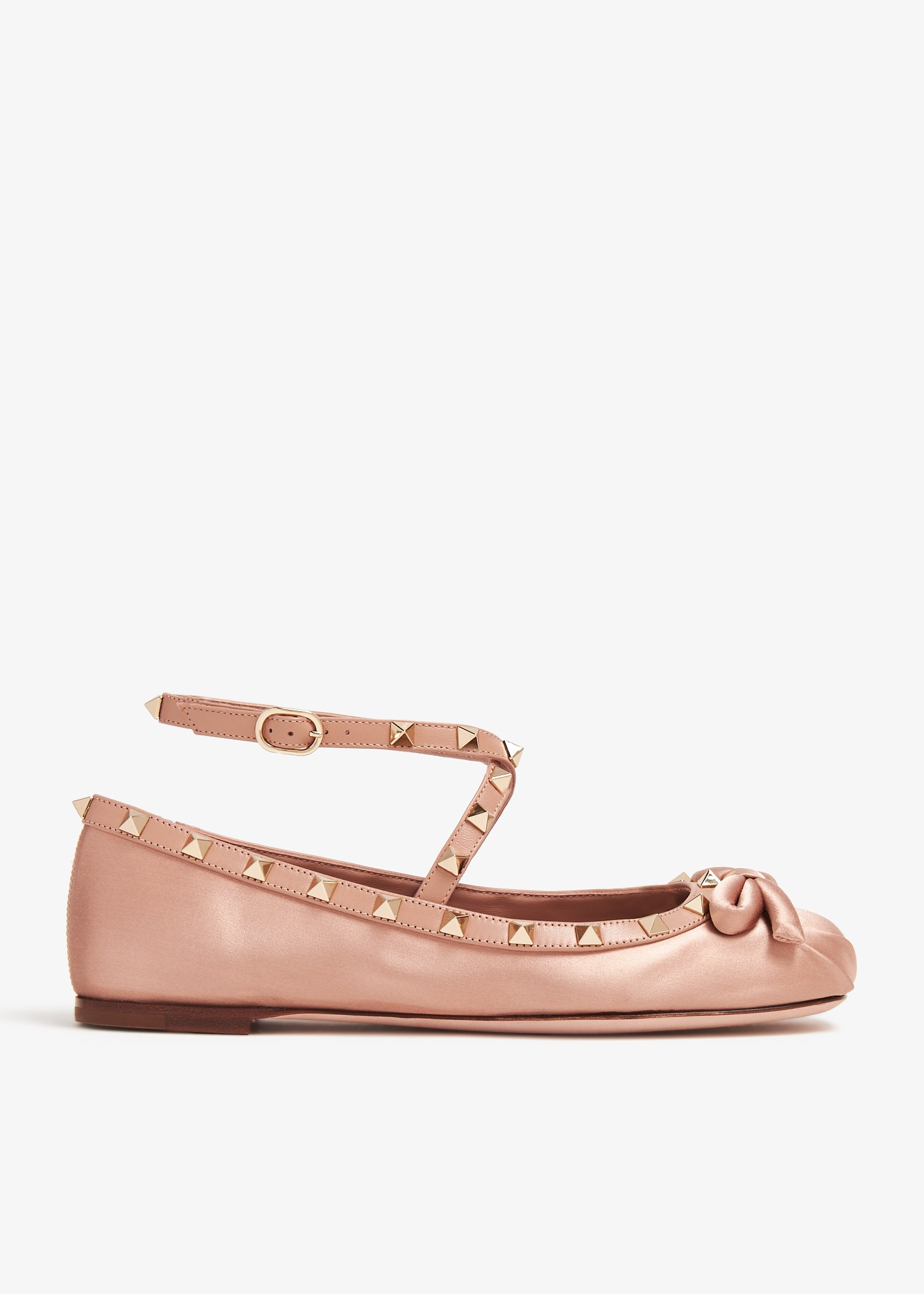 

Rockstud satin ballerinas, Pink