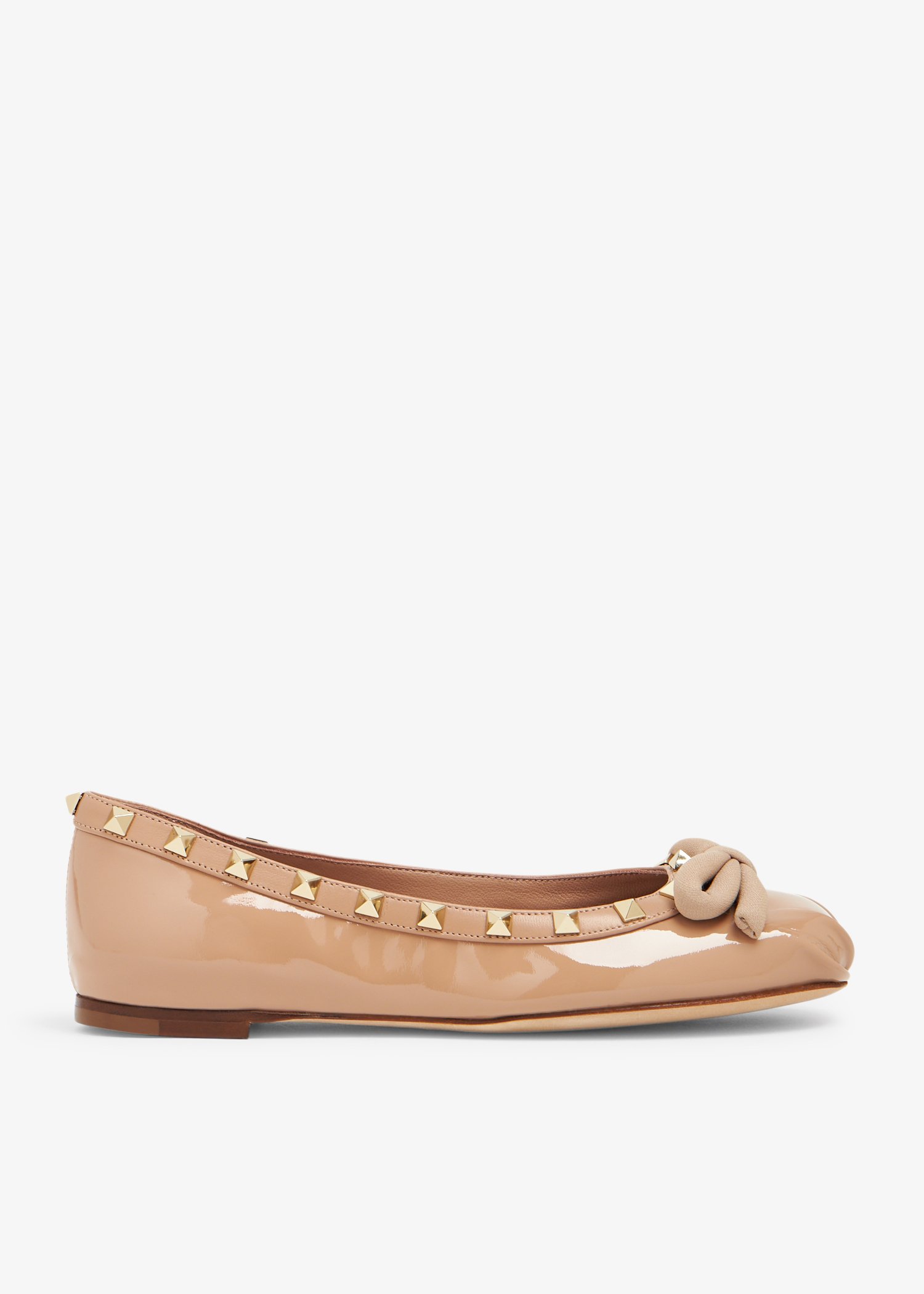 

Rockstud patent leather ballerinas, Beige