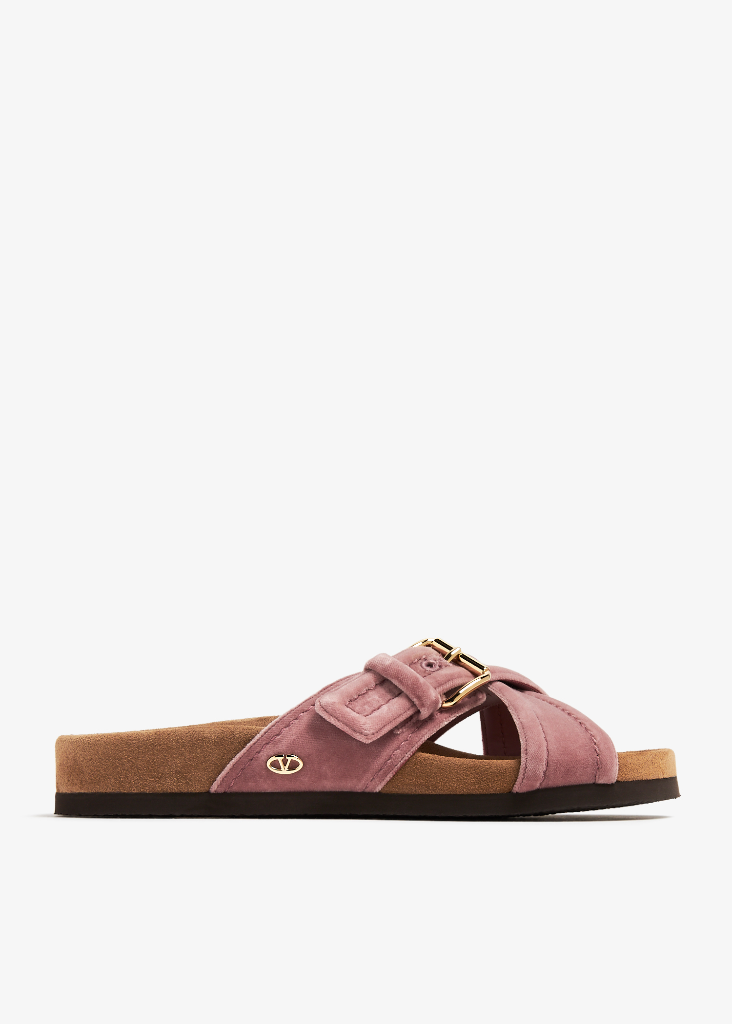 

Fussfriend velvet slide sandals, Pink