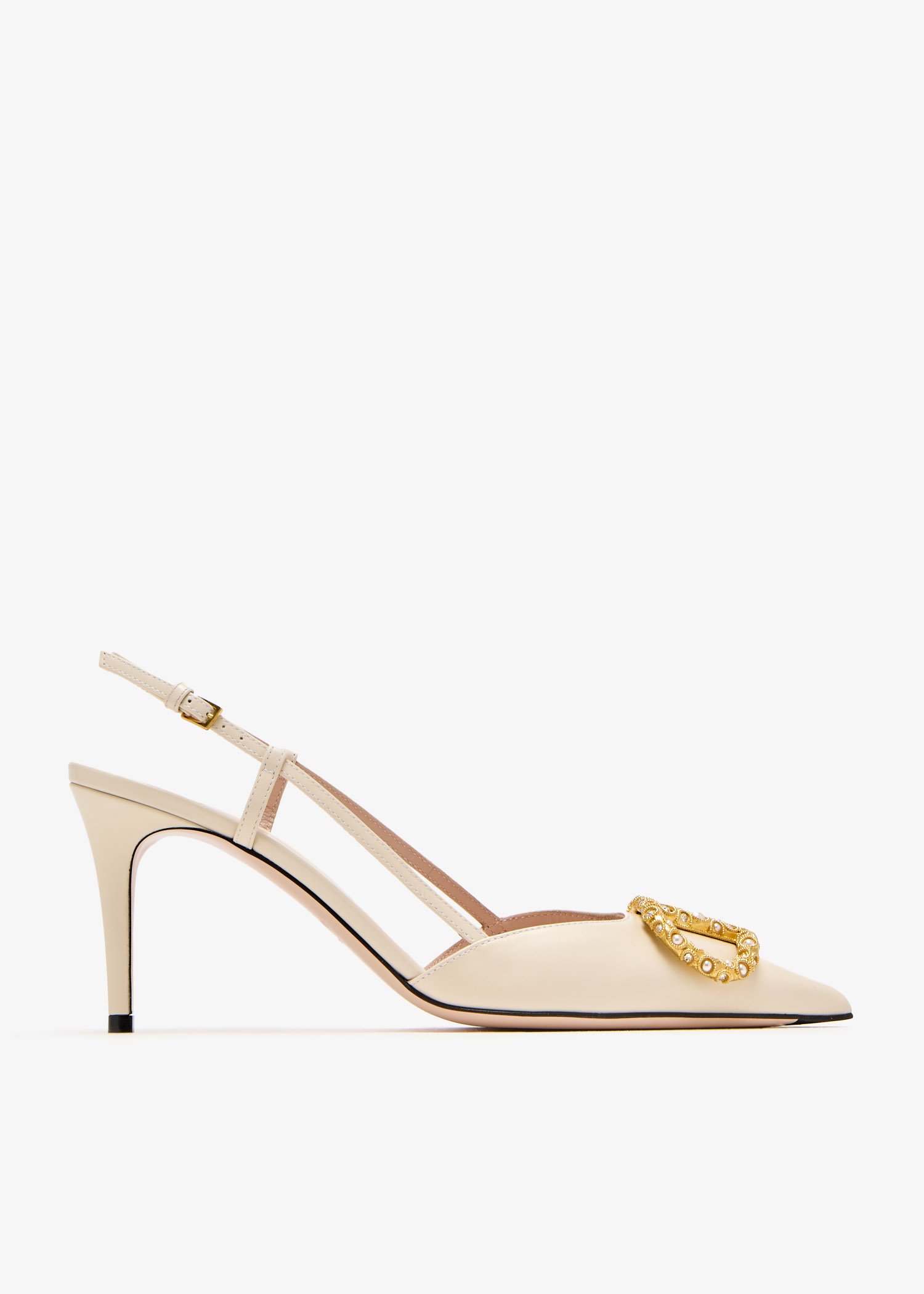

VLogo Signature slingback pumps, Cream