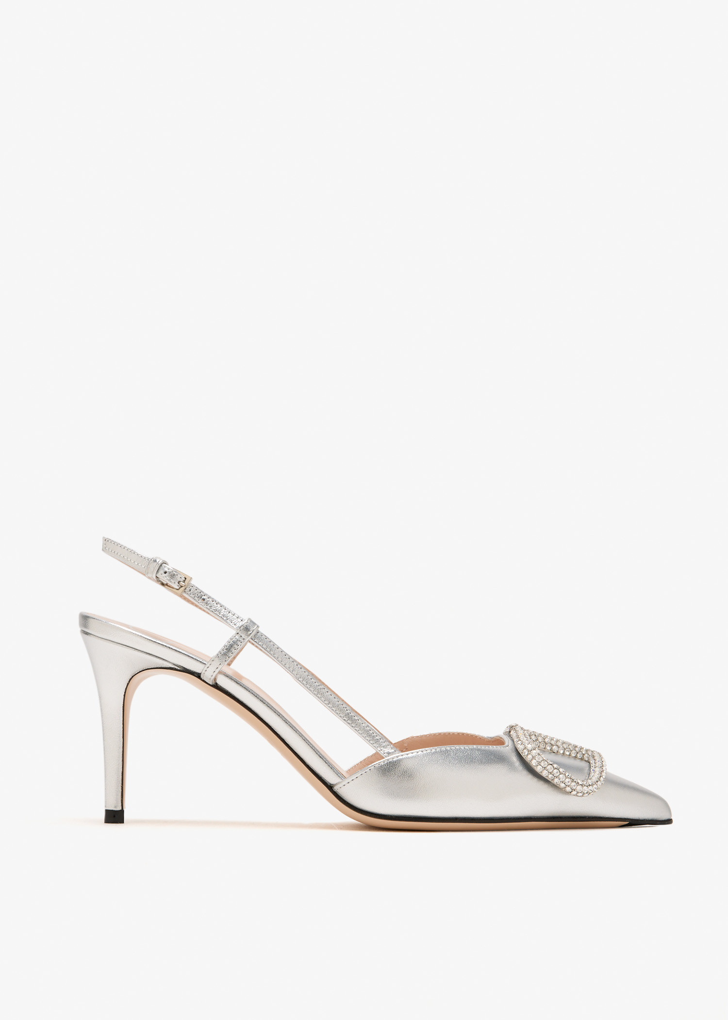 

VLogo Signature slingback pumps, Silver