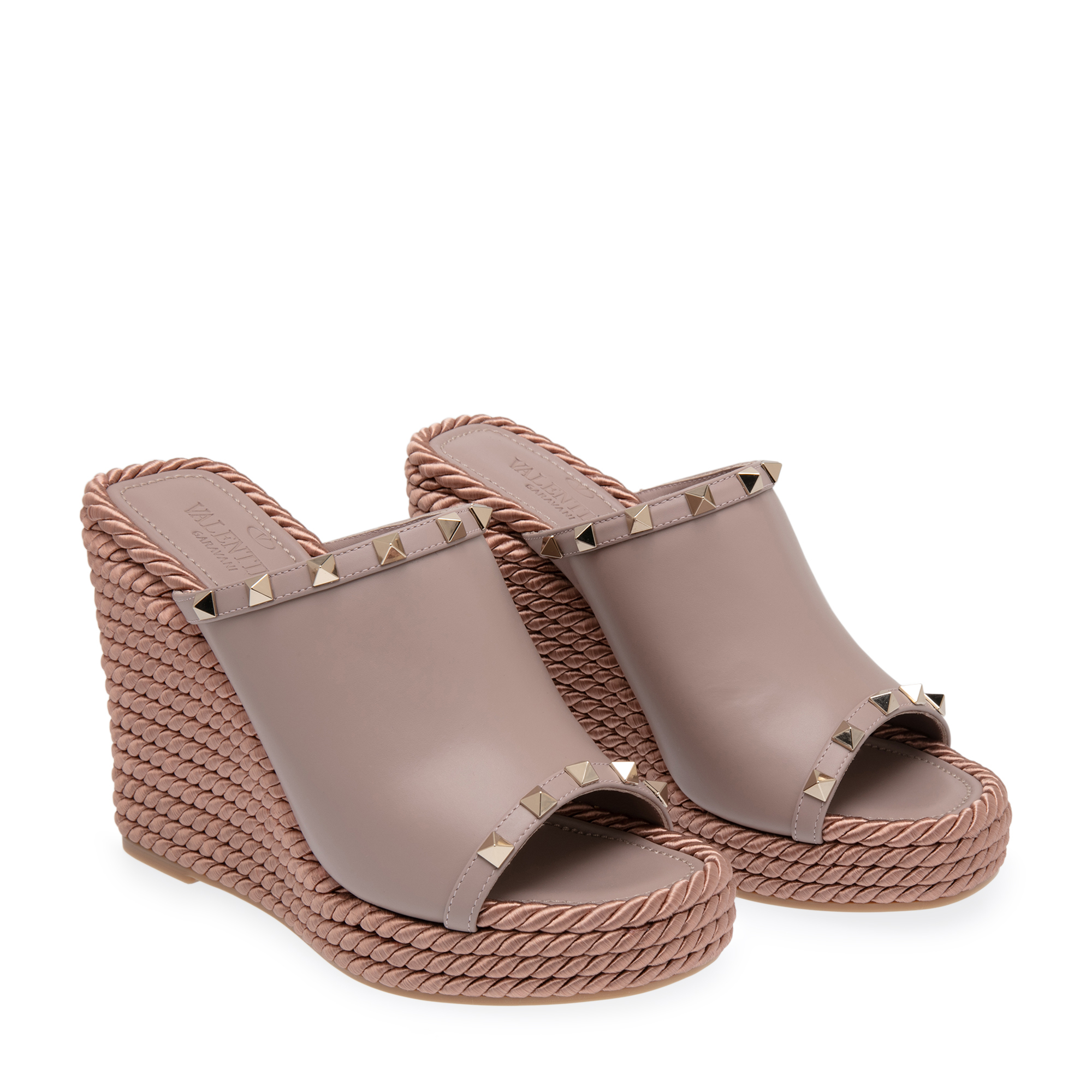 

Rockstud wedge platform sandals, Beige