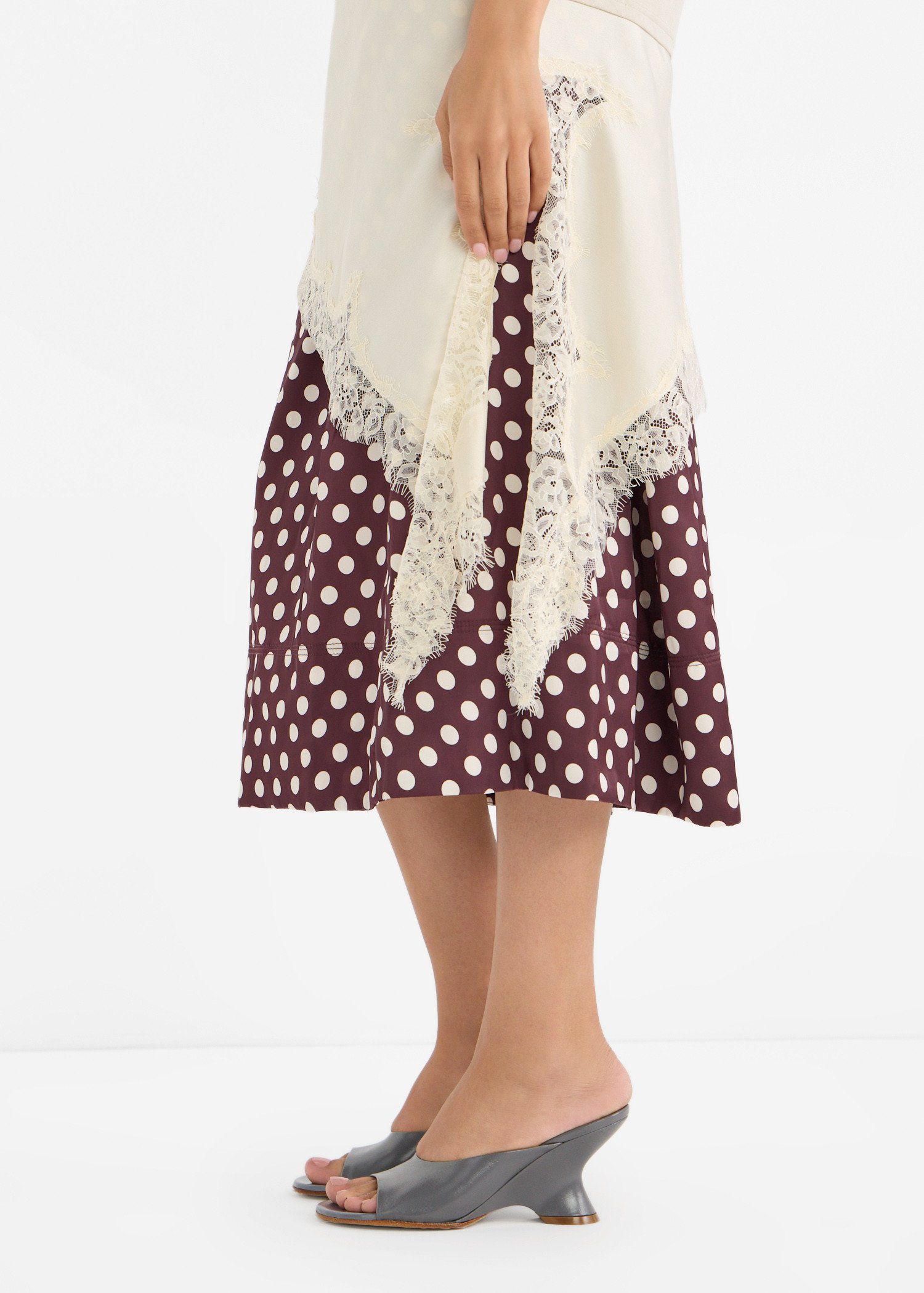 

Open-toe leather mules, Grey