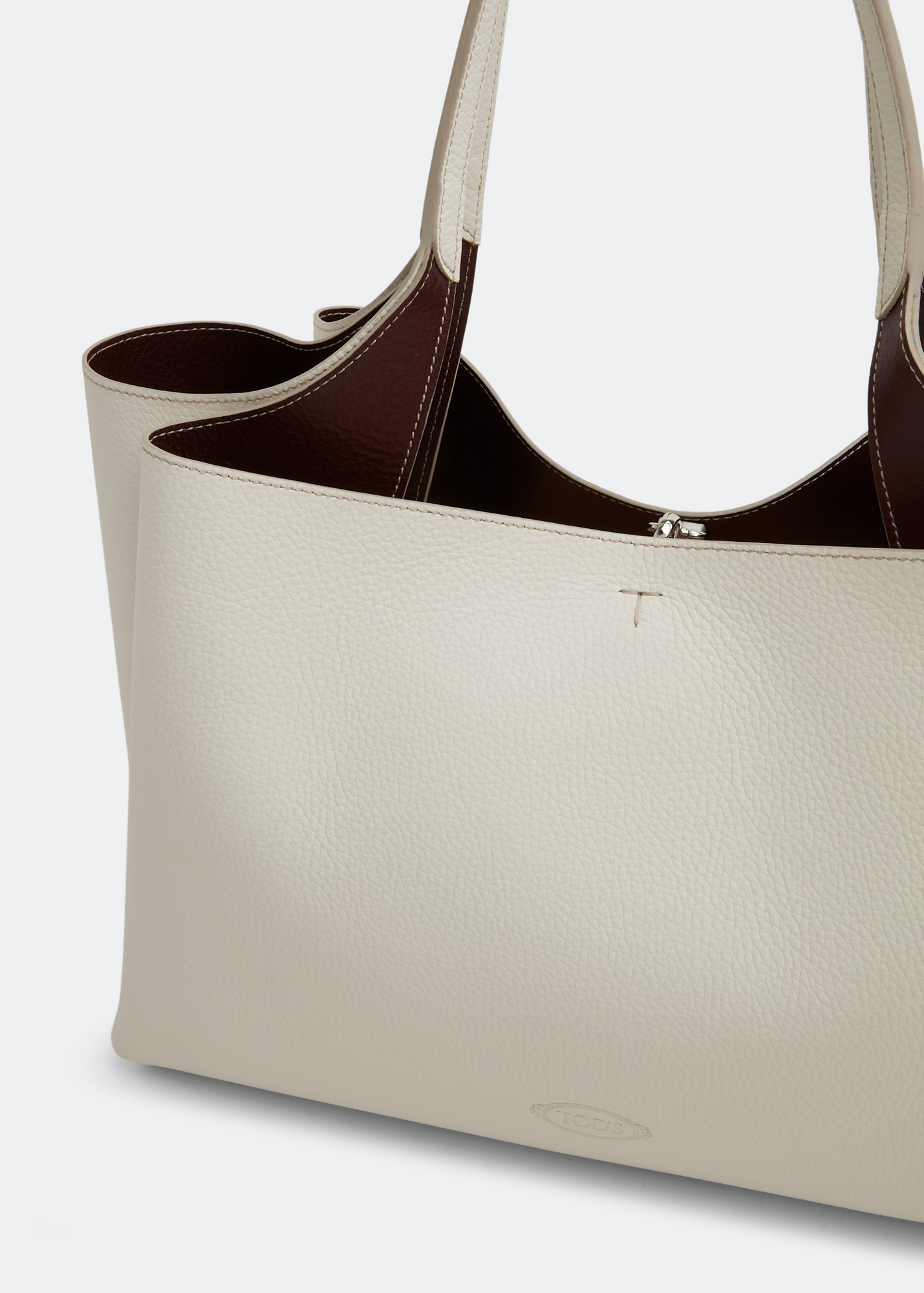 

Leather medium tote bag, White