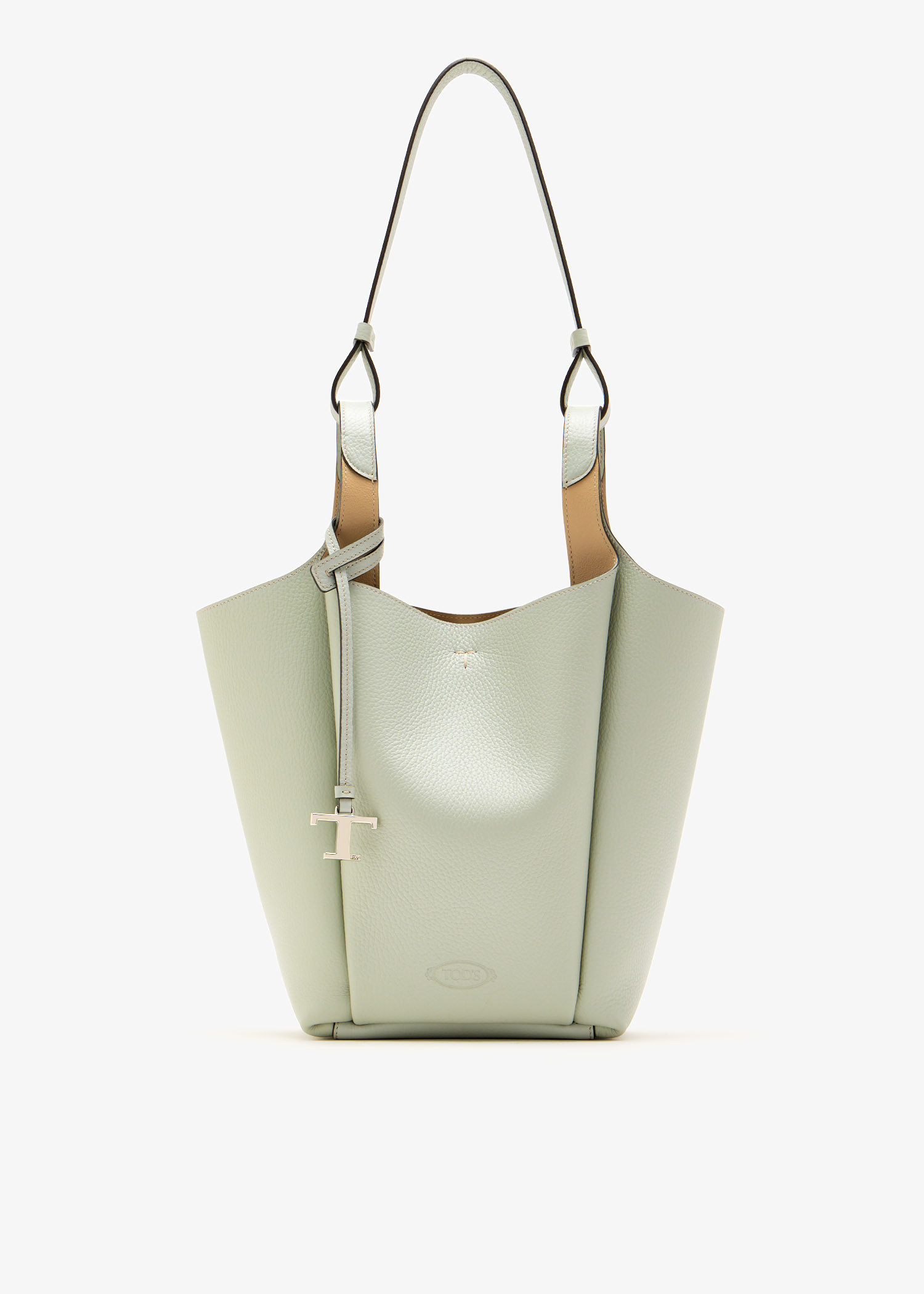 

Small leather bucket bag, Grey