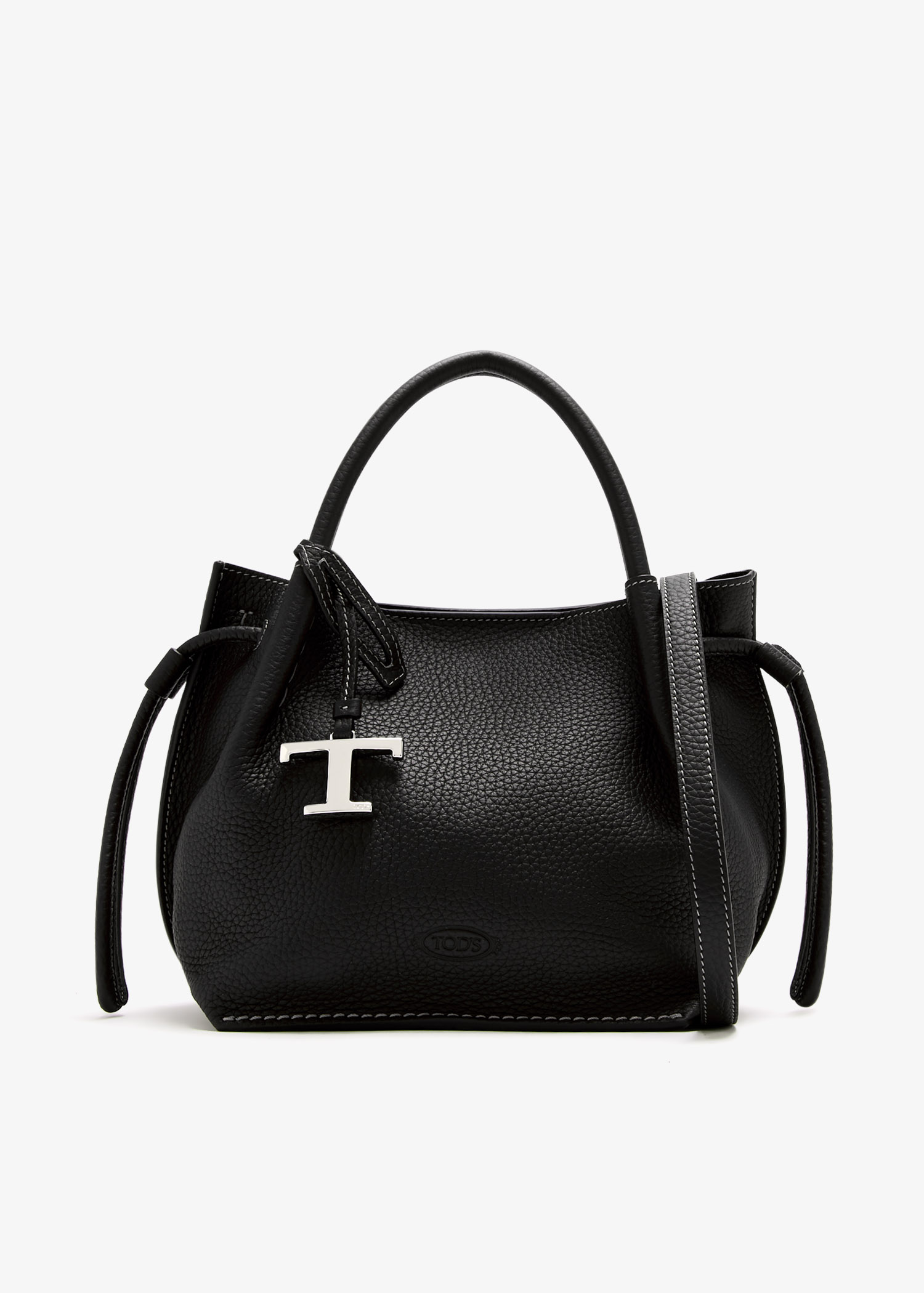 

Small leather bucket bag, Black