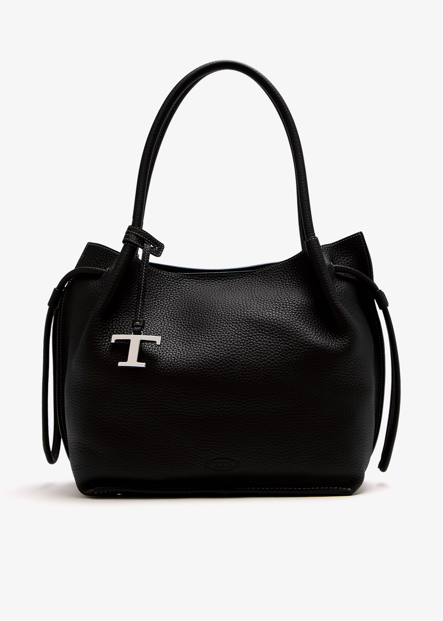 

Medium leather bucket bag, Black