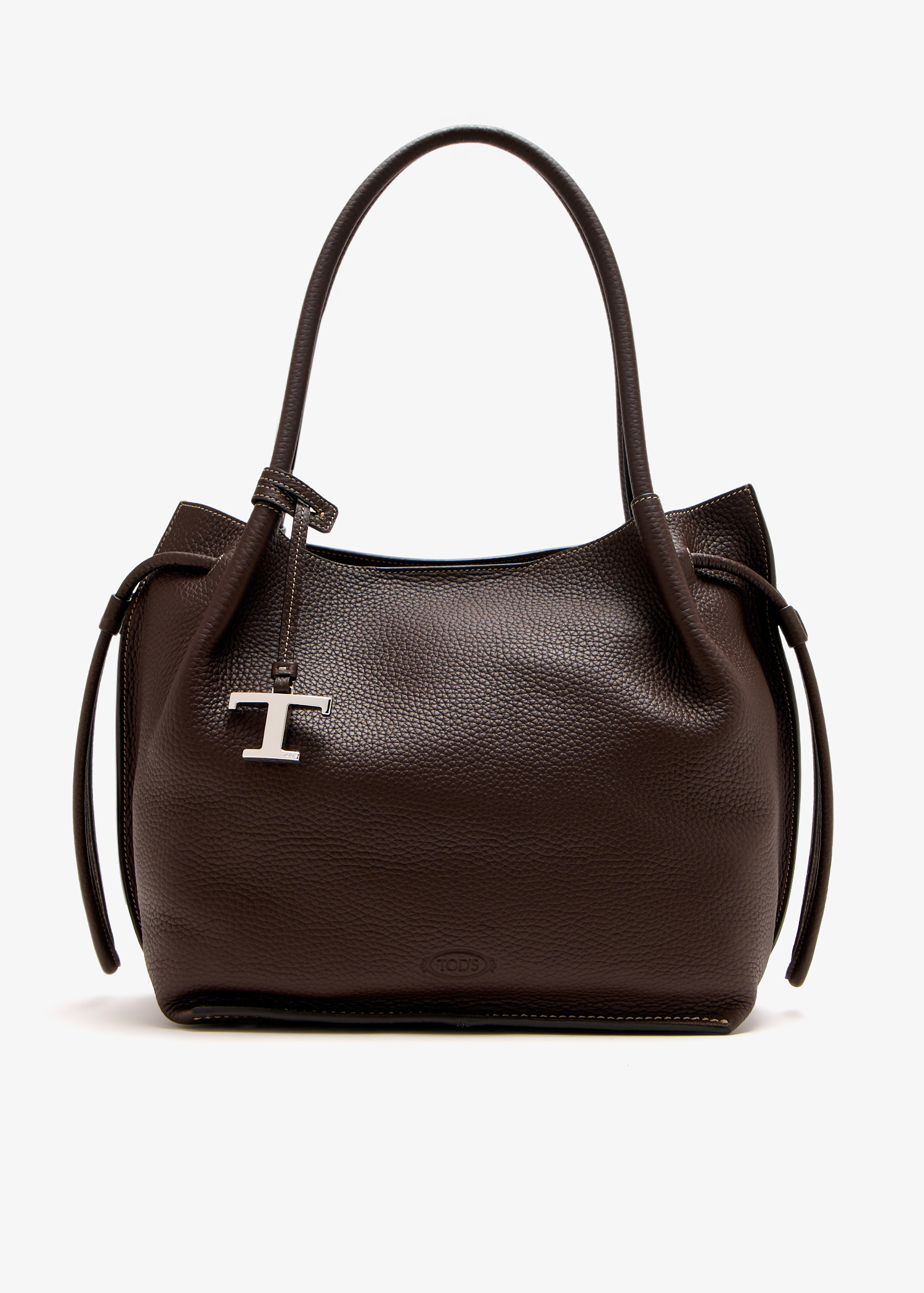 

Medium leather bucket bag, Brown