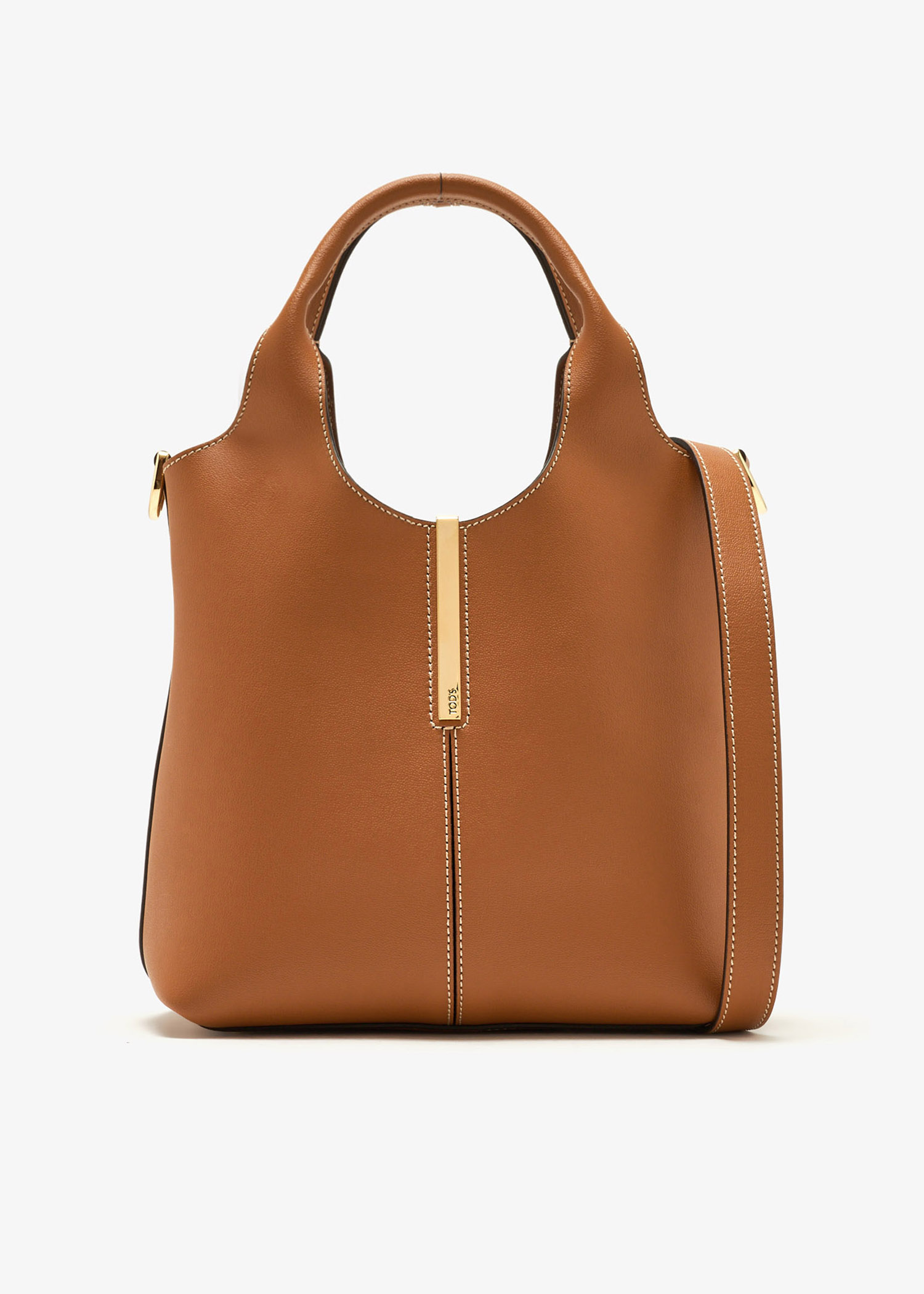 

Leather mini tote bag, Brown