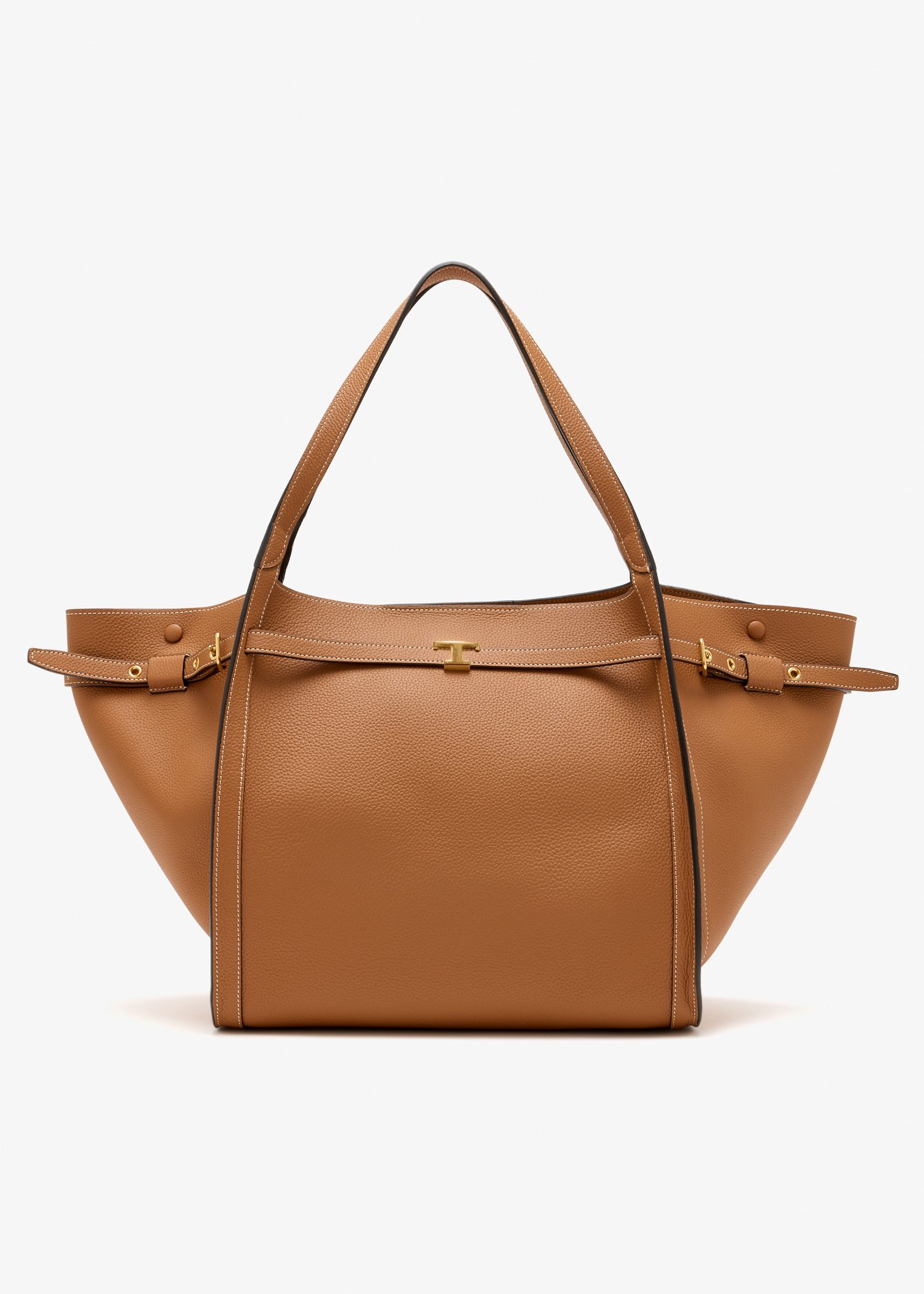 

Leather medium shopping bag, Brown