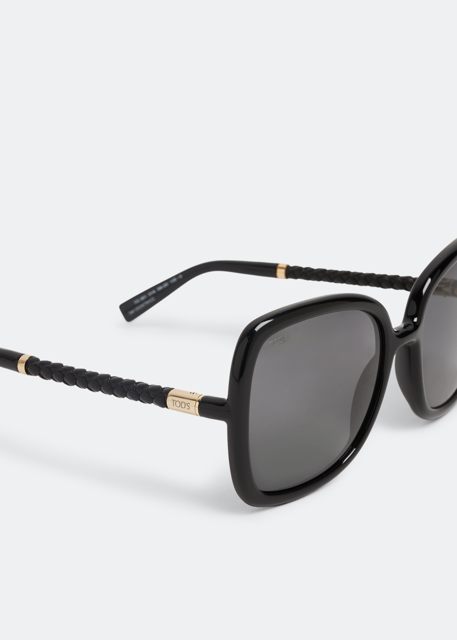 

Leather temple sunglasses, Black