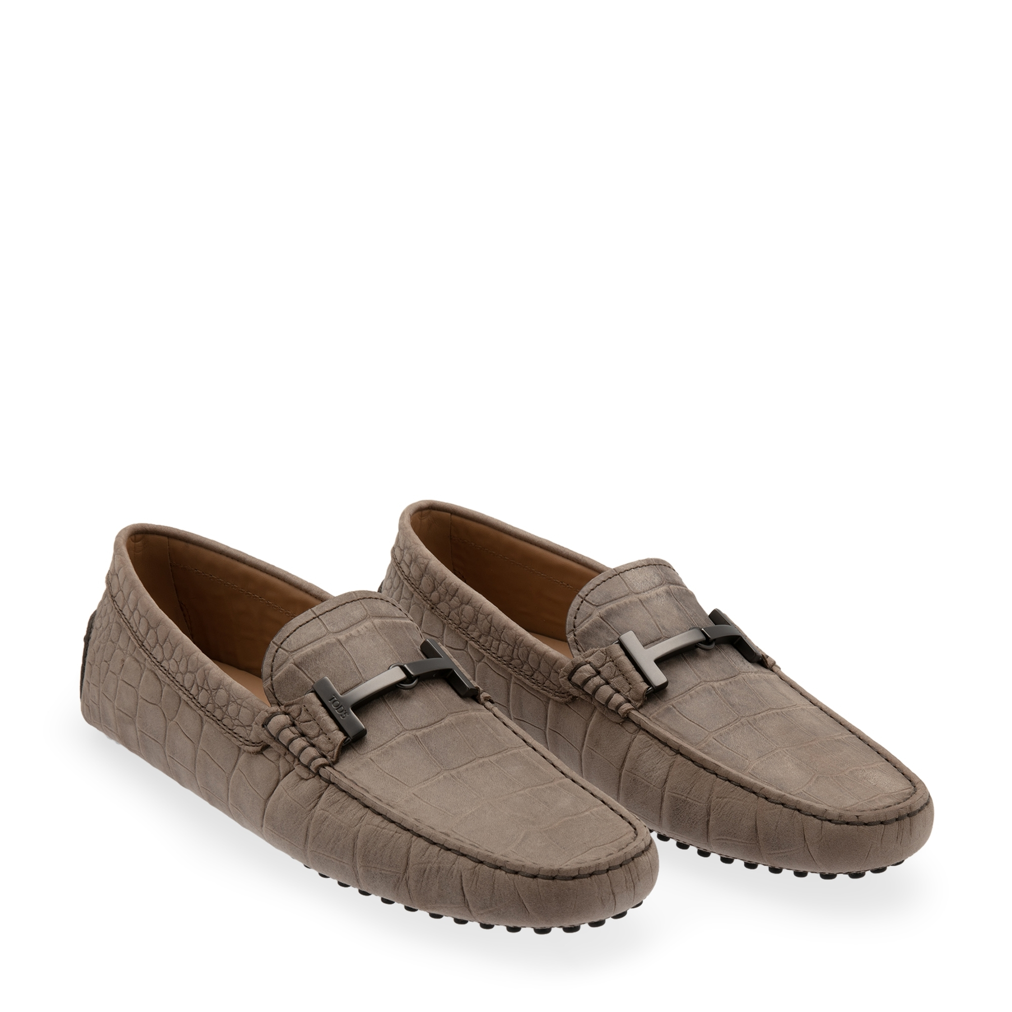 

Embossed leather loafers, Beige