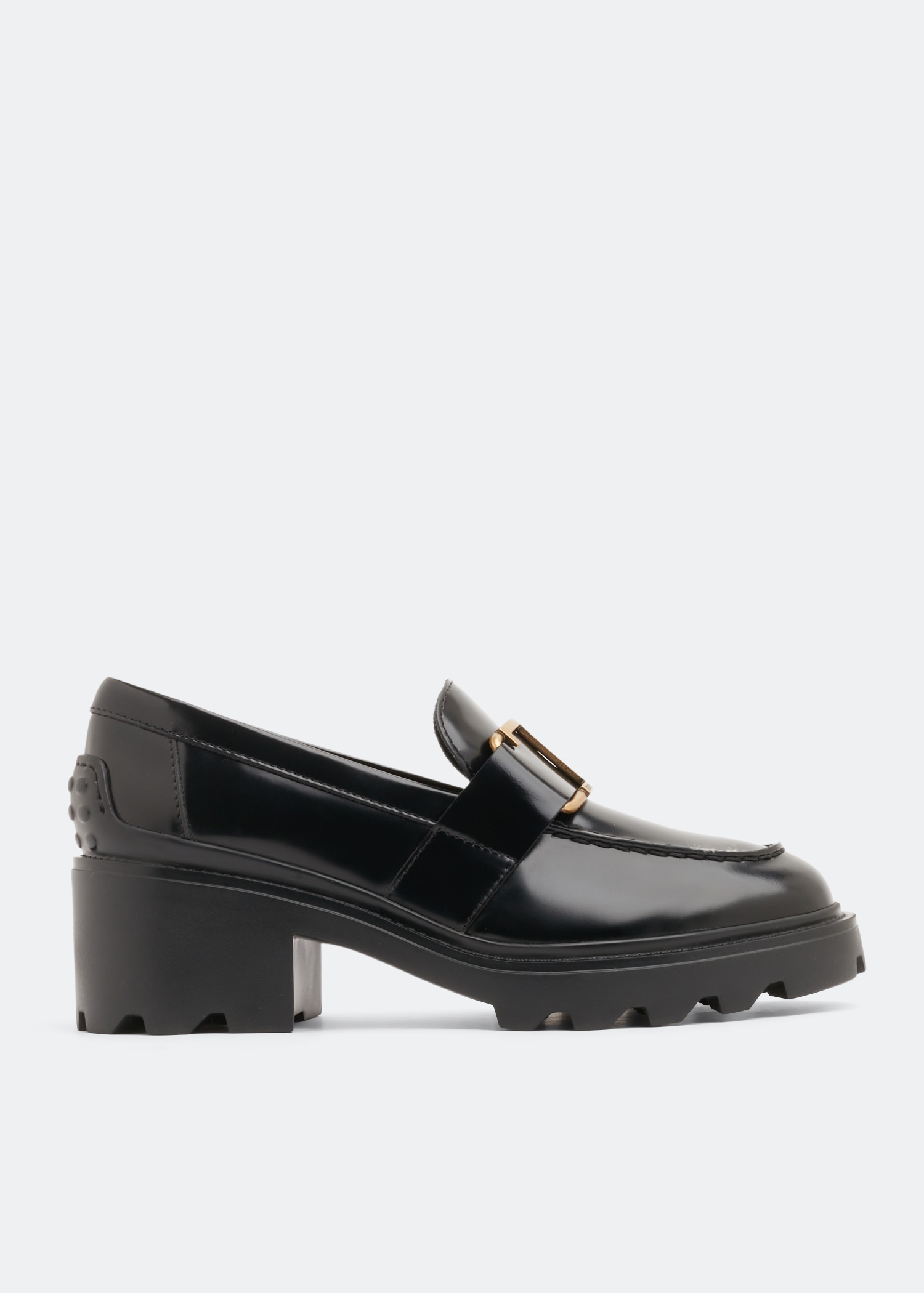 Platform leather loafers, Black