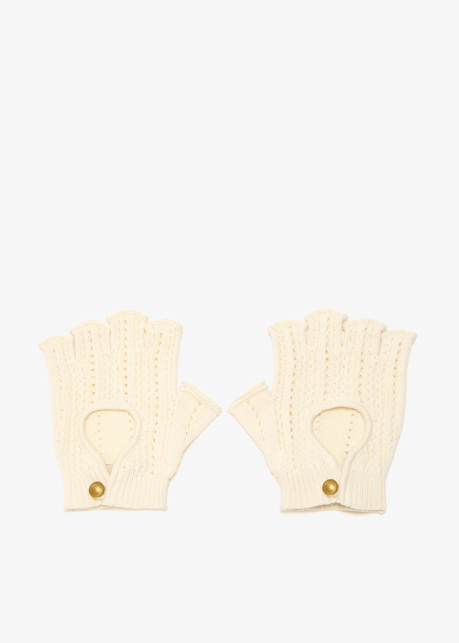 

Fingerless knit gloves, Cream