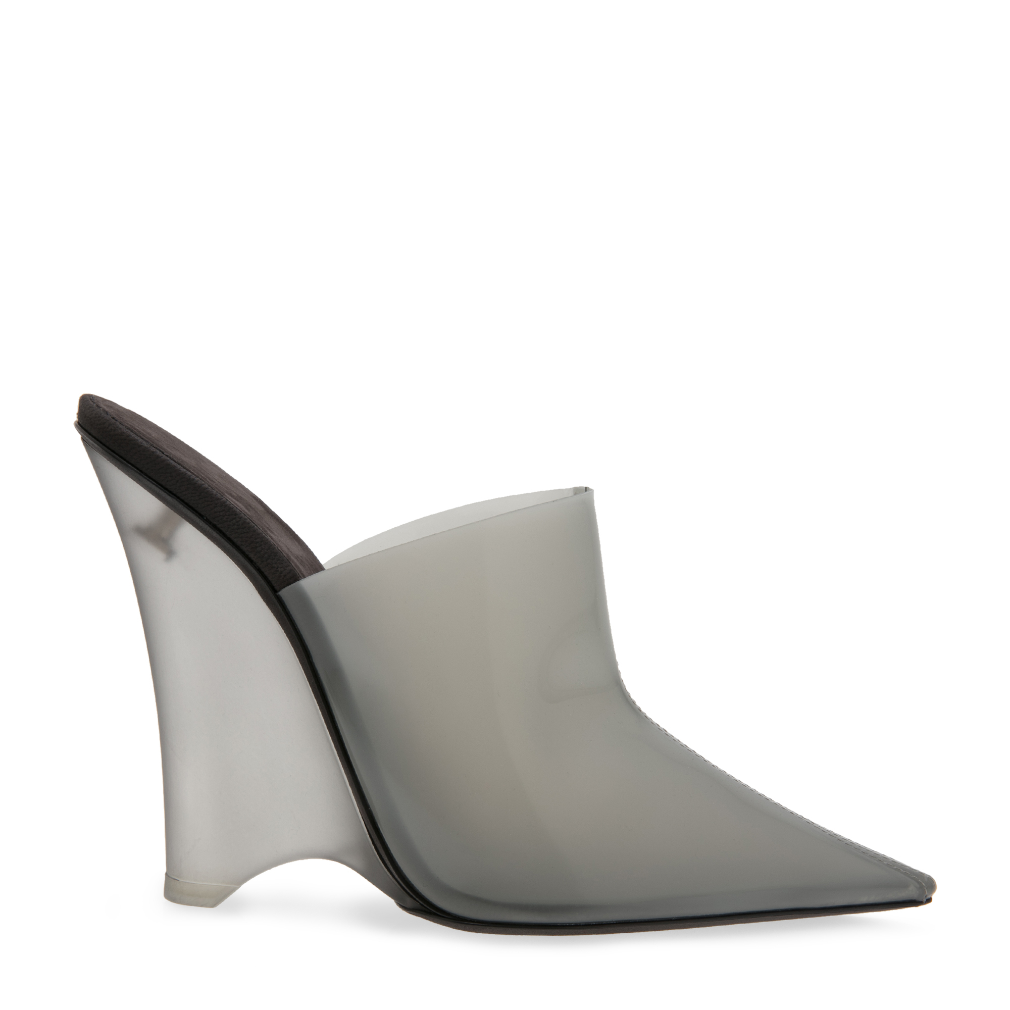 

PVC wedge mules, Grey