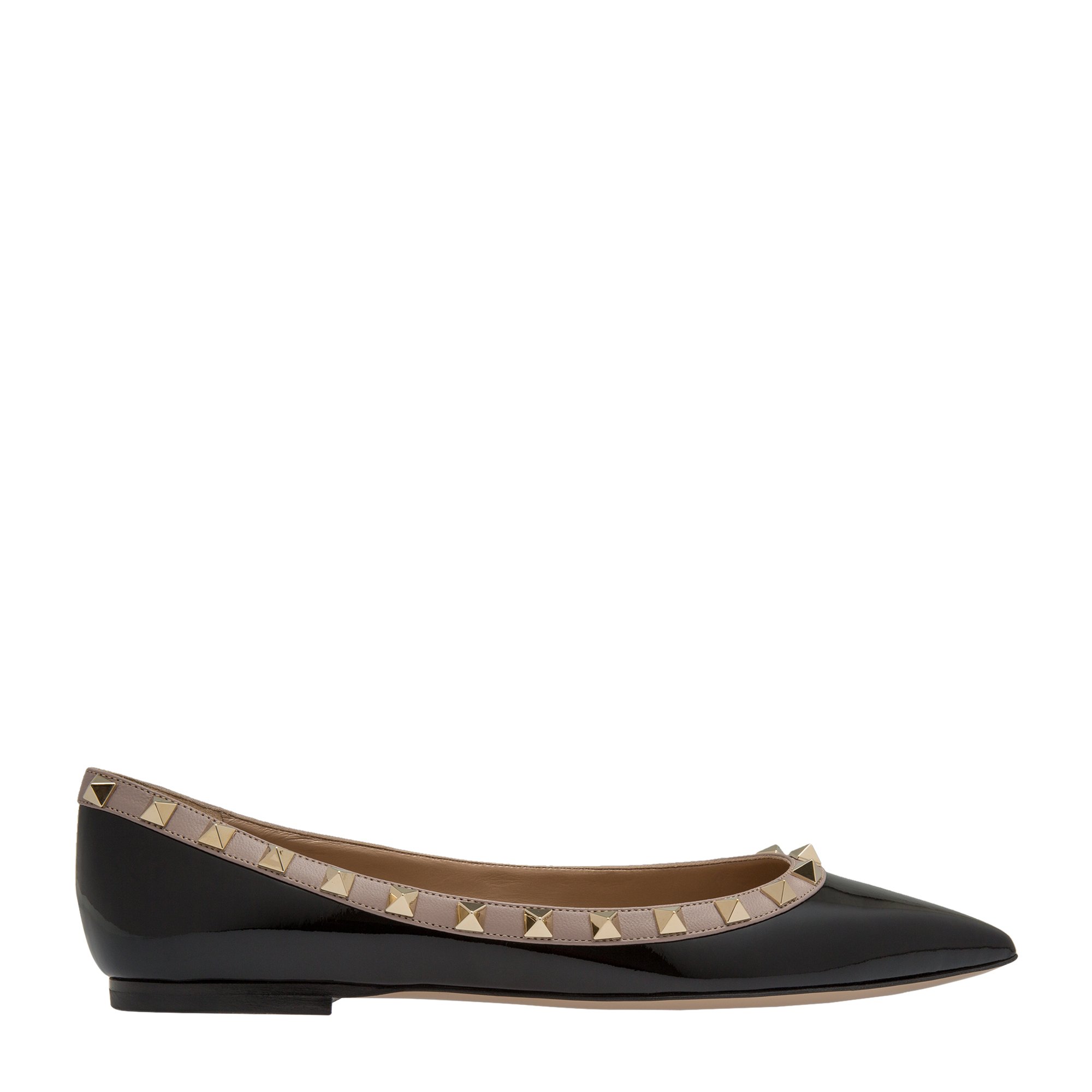 

Rockstud leather flats, Black